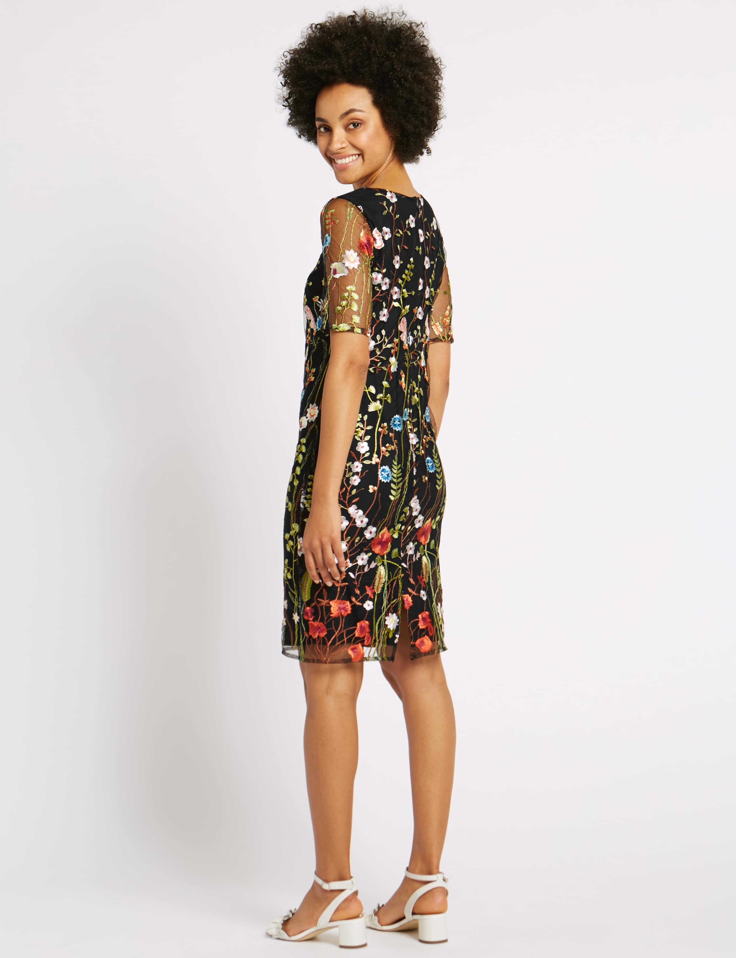 Embroidered Mesh Sleeve Shift Dress 4 of 5