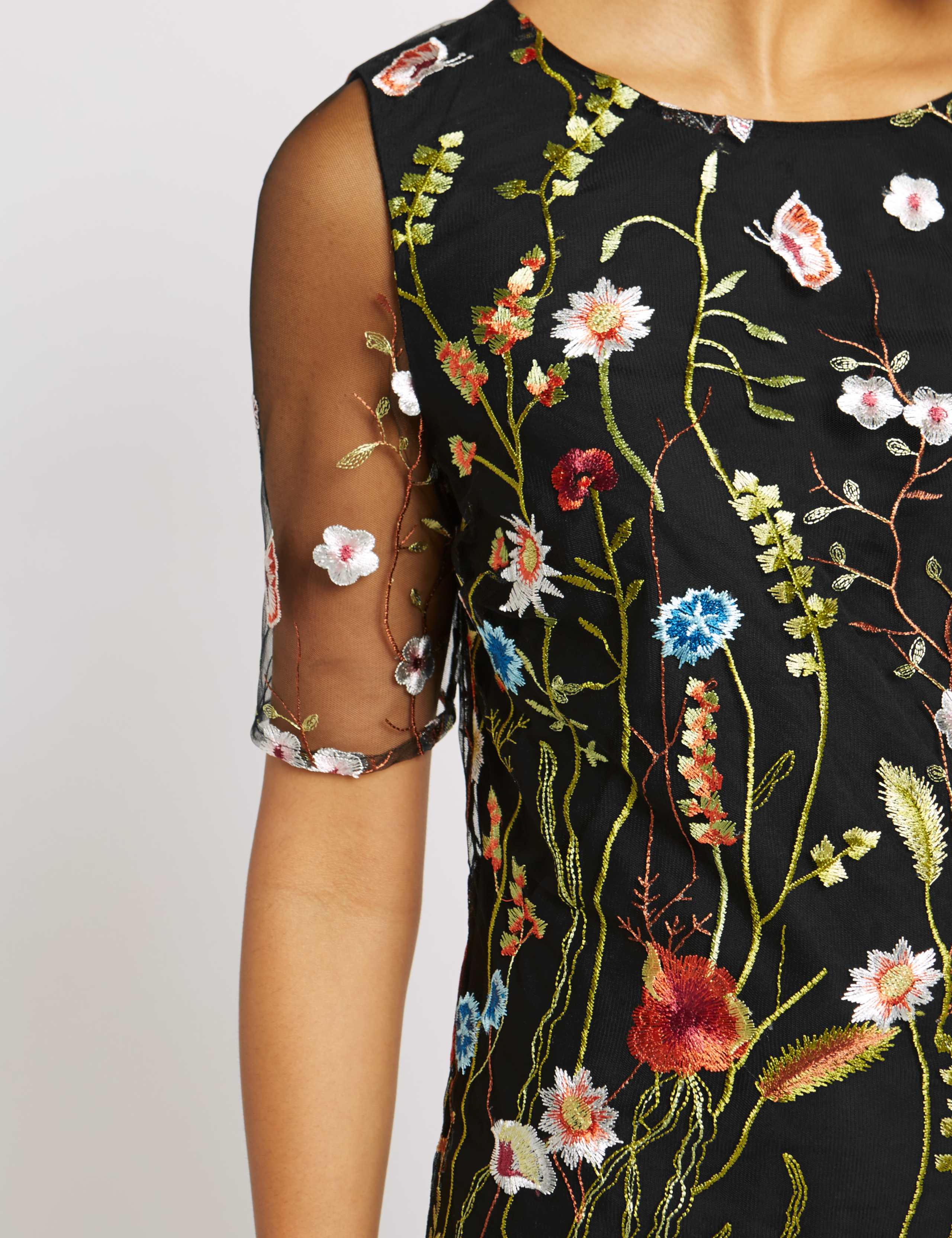 Embroidered Mesh Sleeve Shift Dress 5 of 5