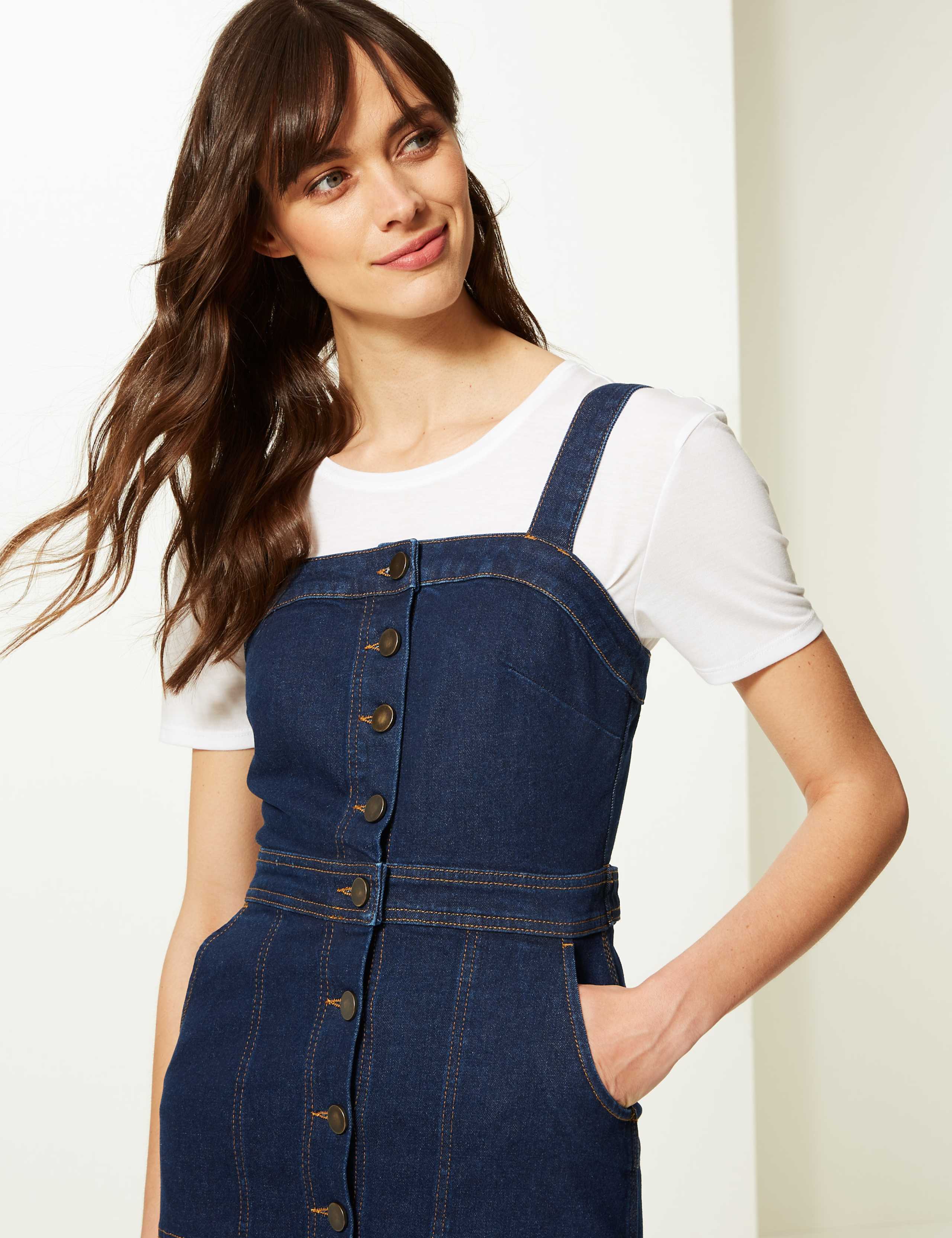 Denim Button Detailed Bodycon Dress 3 of 4