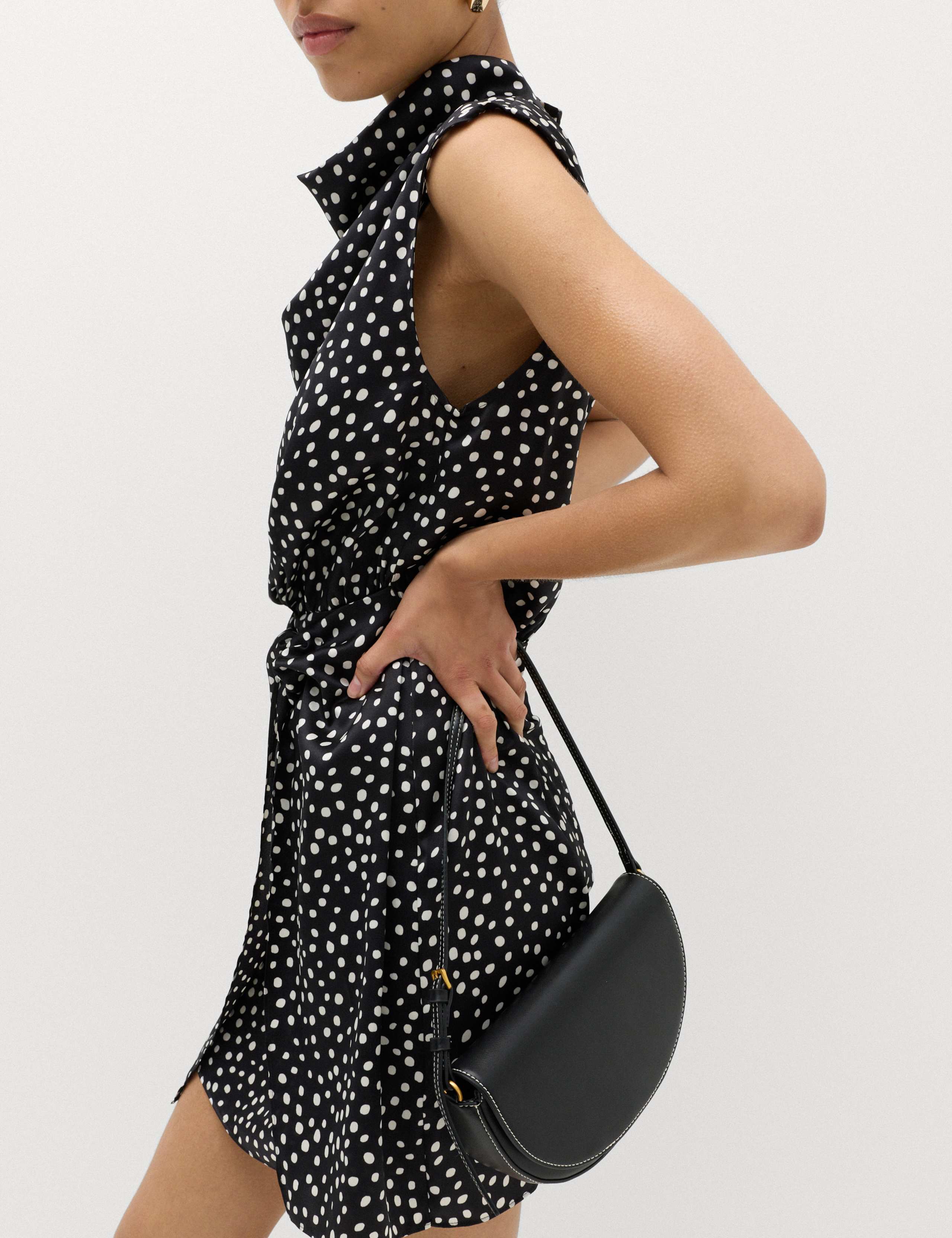 Satin Polka Dot Mini Bodycon Dress 3 of 6