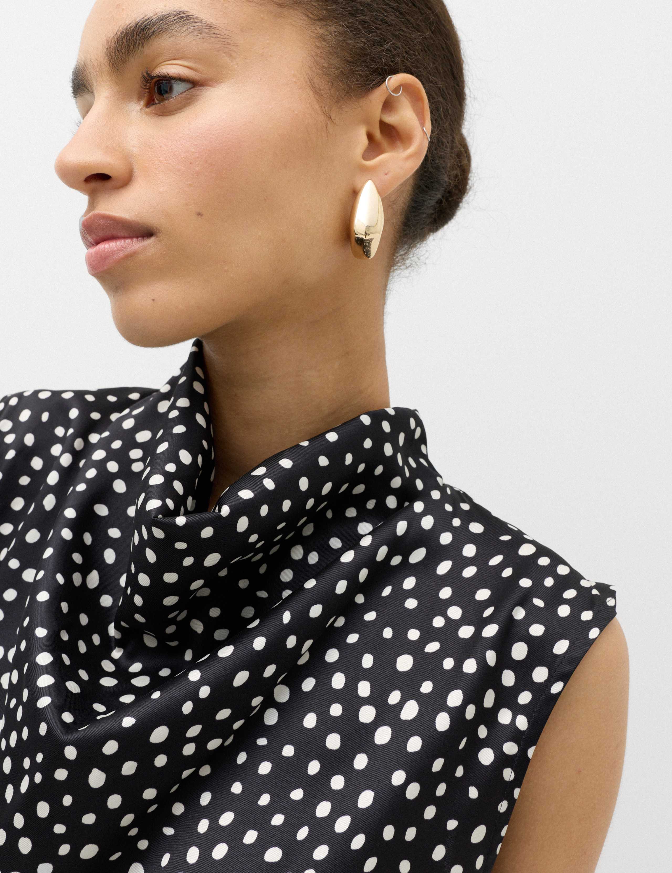 Satin Polka Dot Mini Bodycon Dress 4 of 6