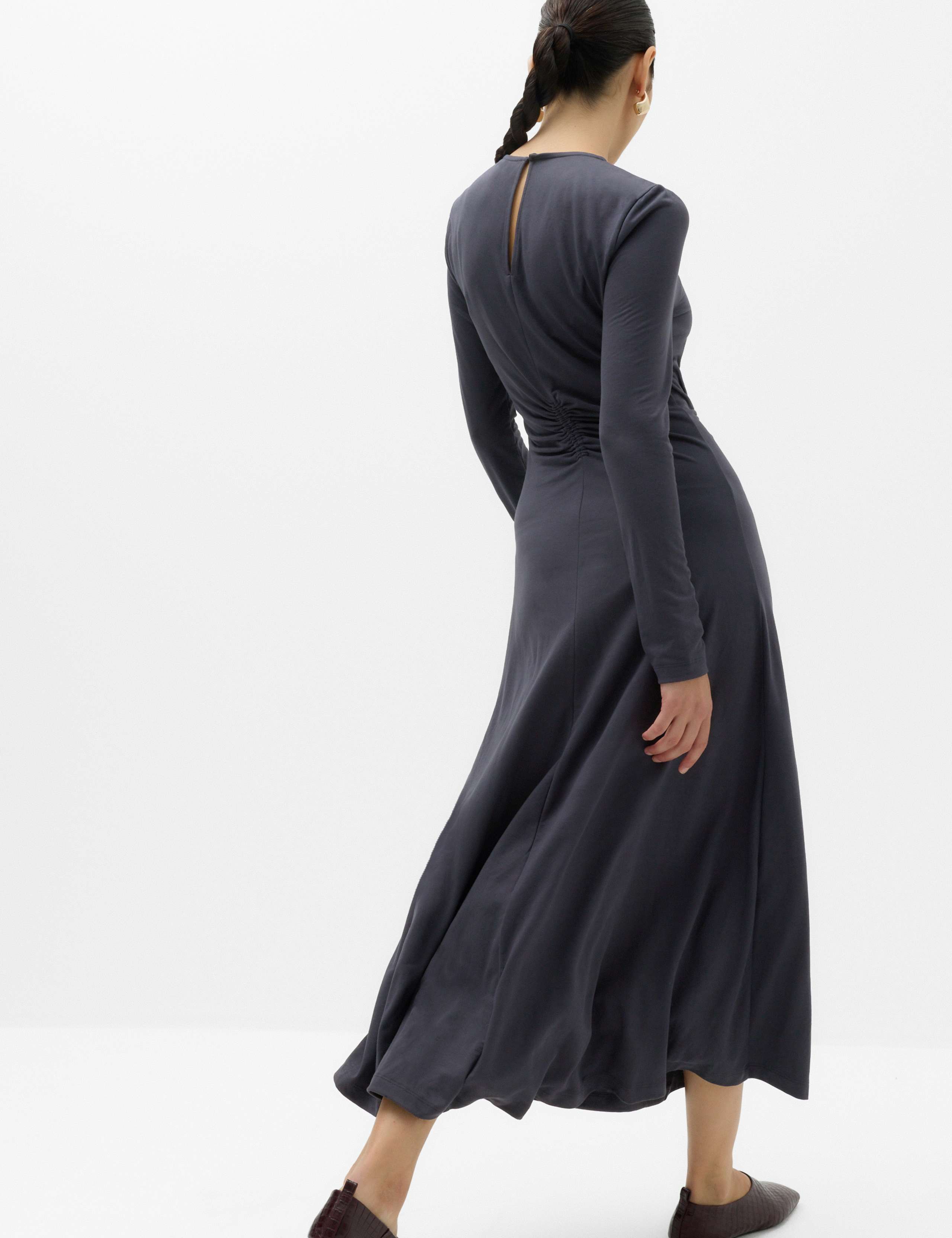 Jersey Ruched Midi Column Dress 4 of 6