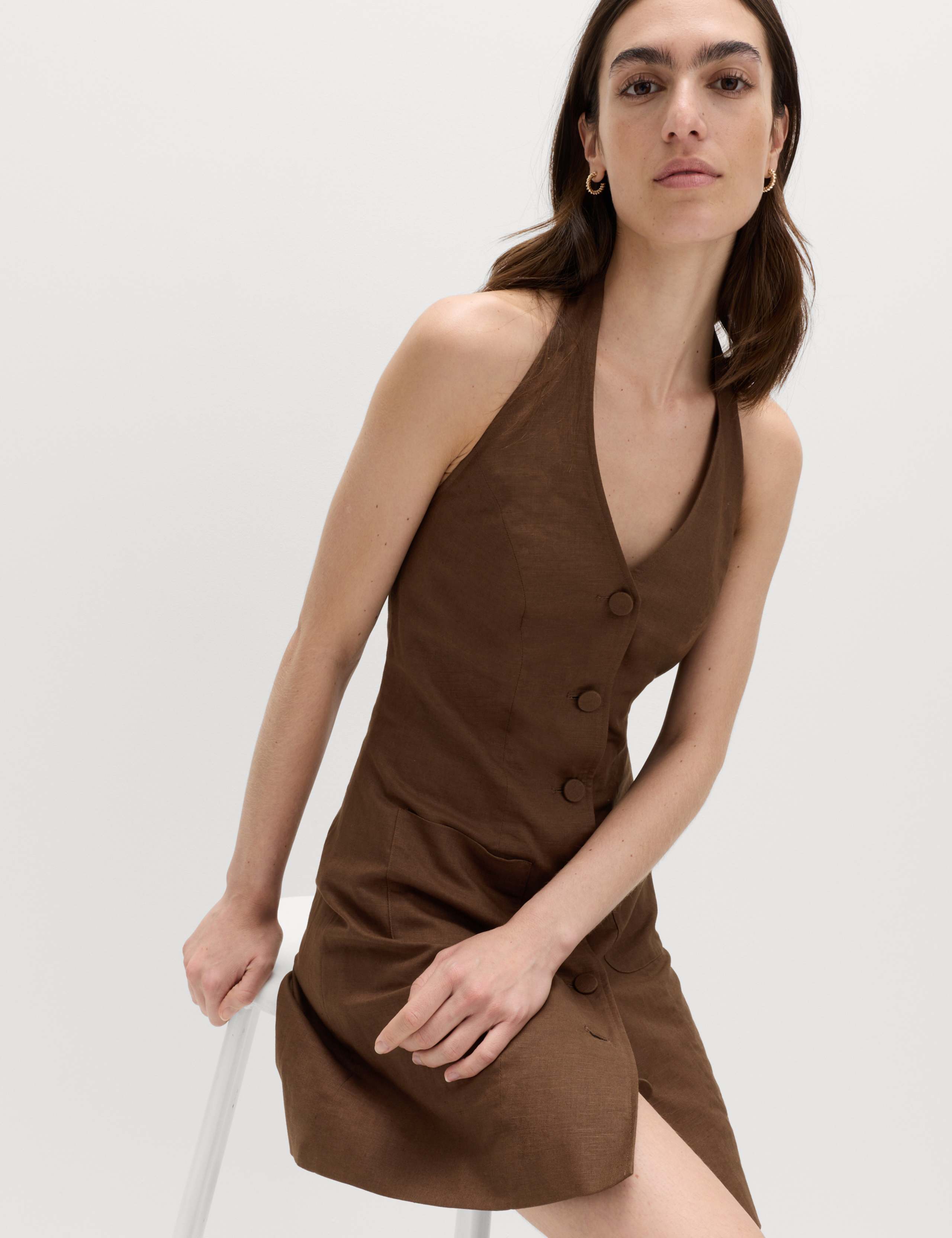Linen Rich Mini Waistcoat Dress 6 of 6