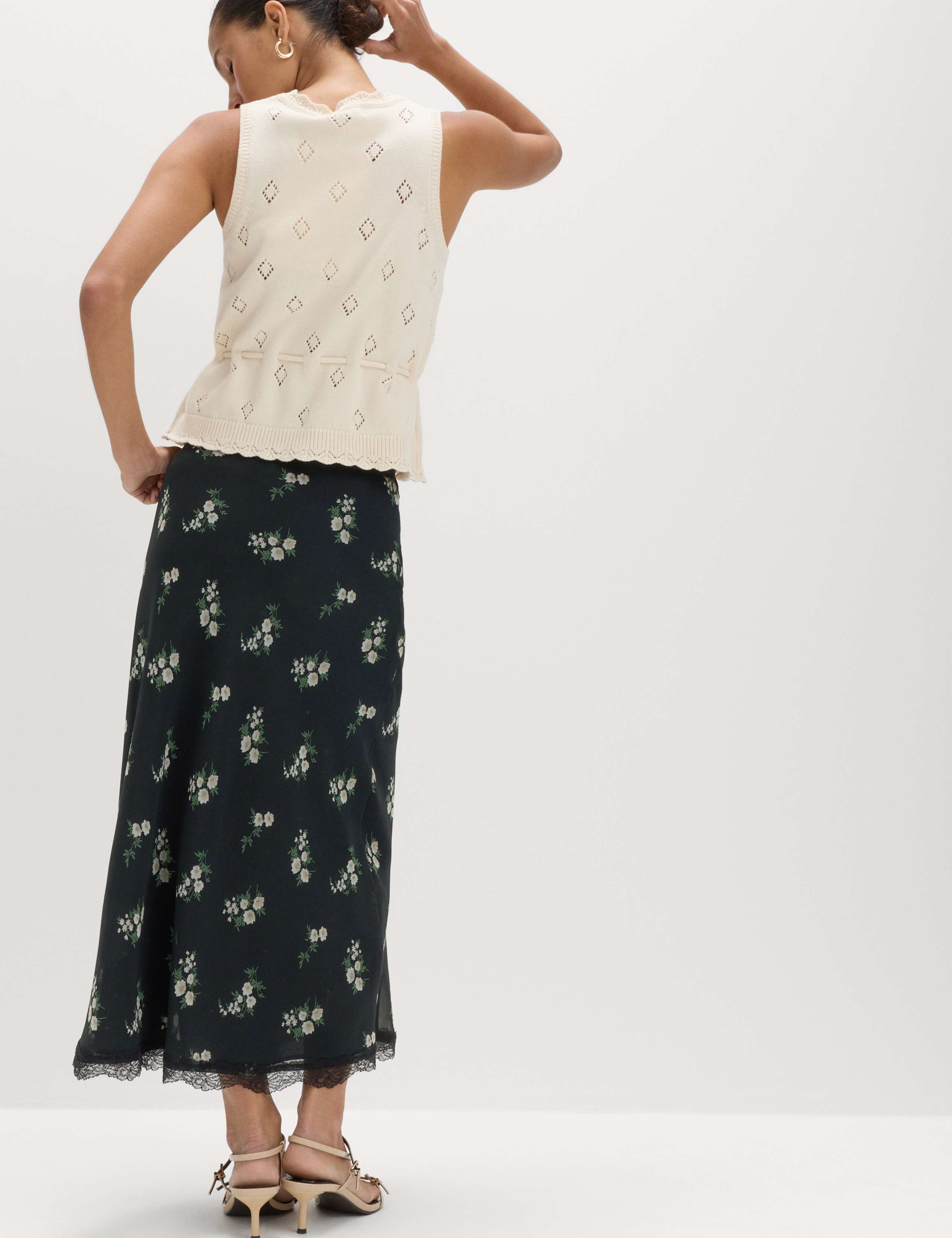 Floral Lace Detail Midi Slip Skirt 4 of 6