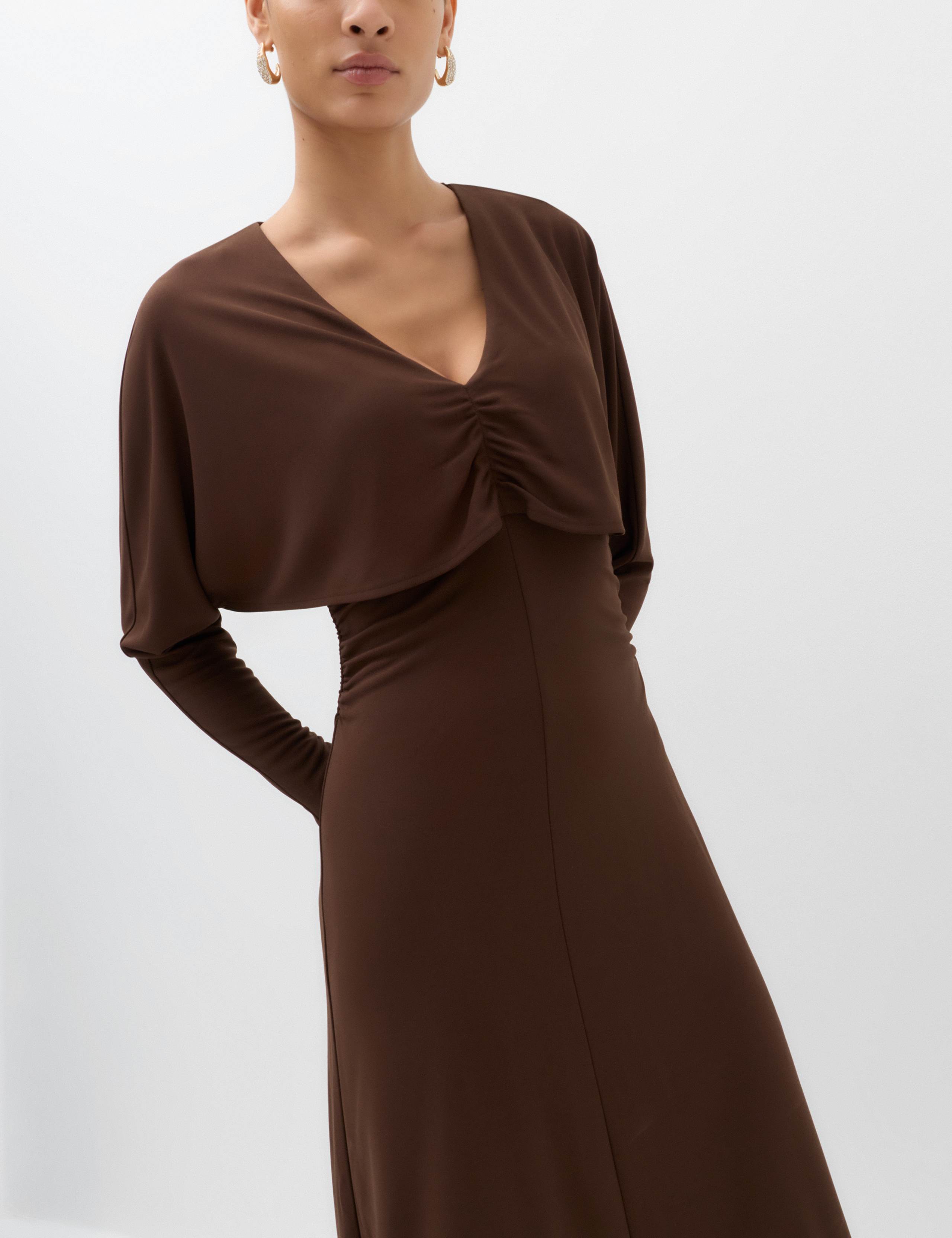 Jersey Cape Detail Midi Column Dress 3 of 5