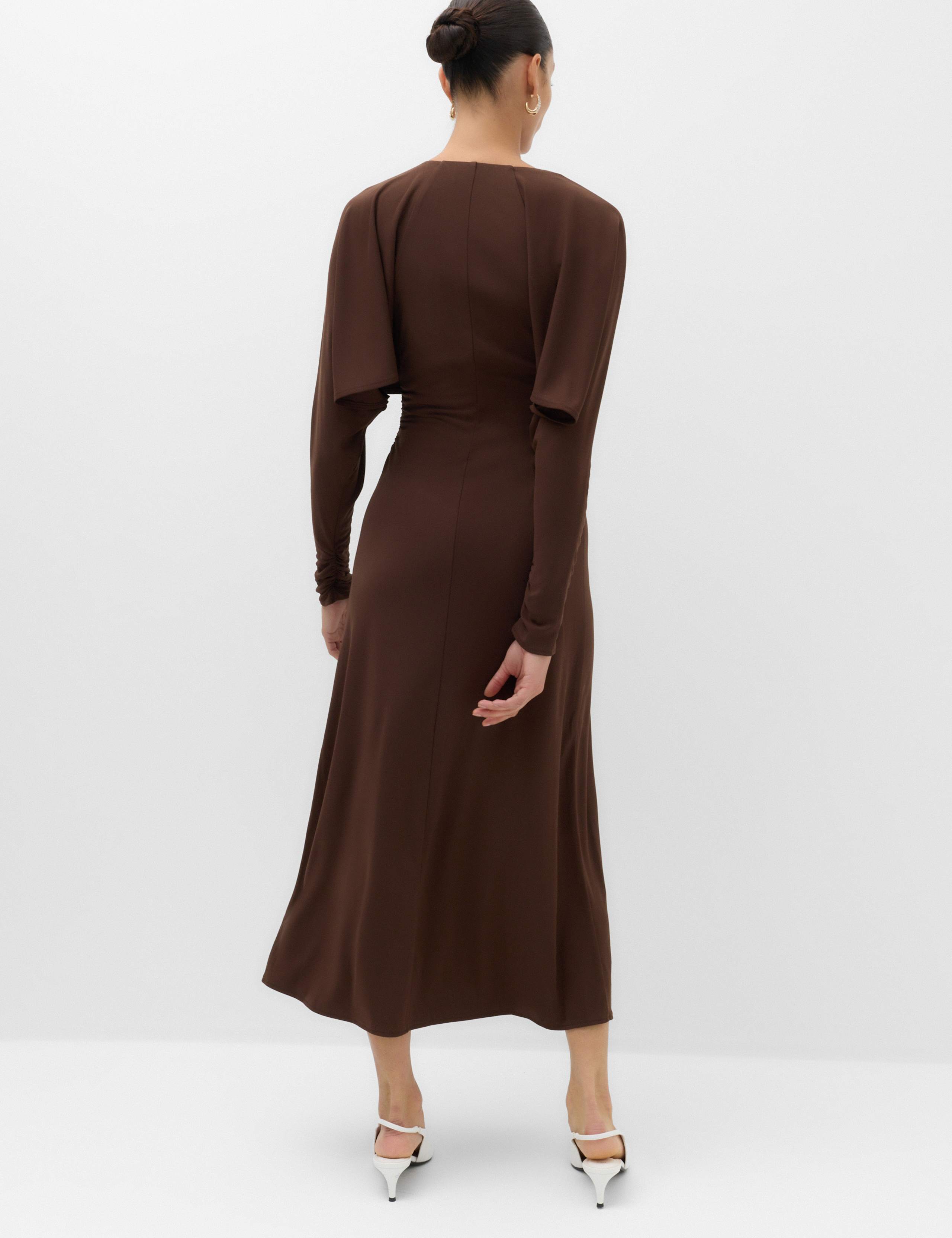 Jersey Cape Detail Midi Column Dress 4 of 5