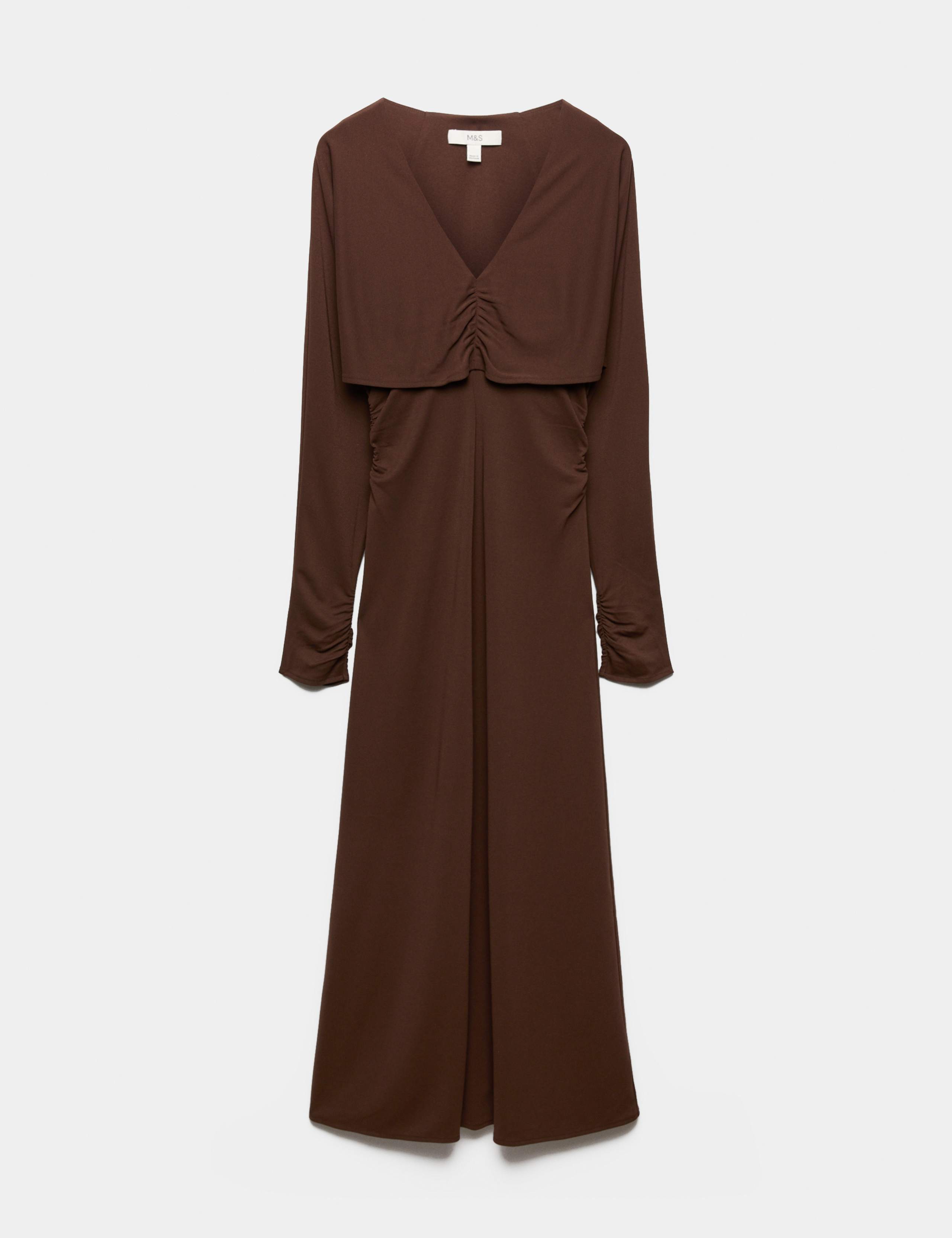 Jersey Cape Detail Midi Column Dress 2 of 5
