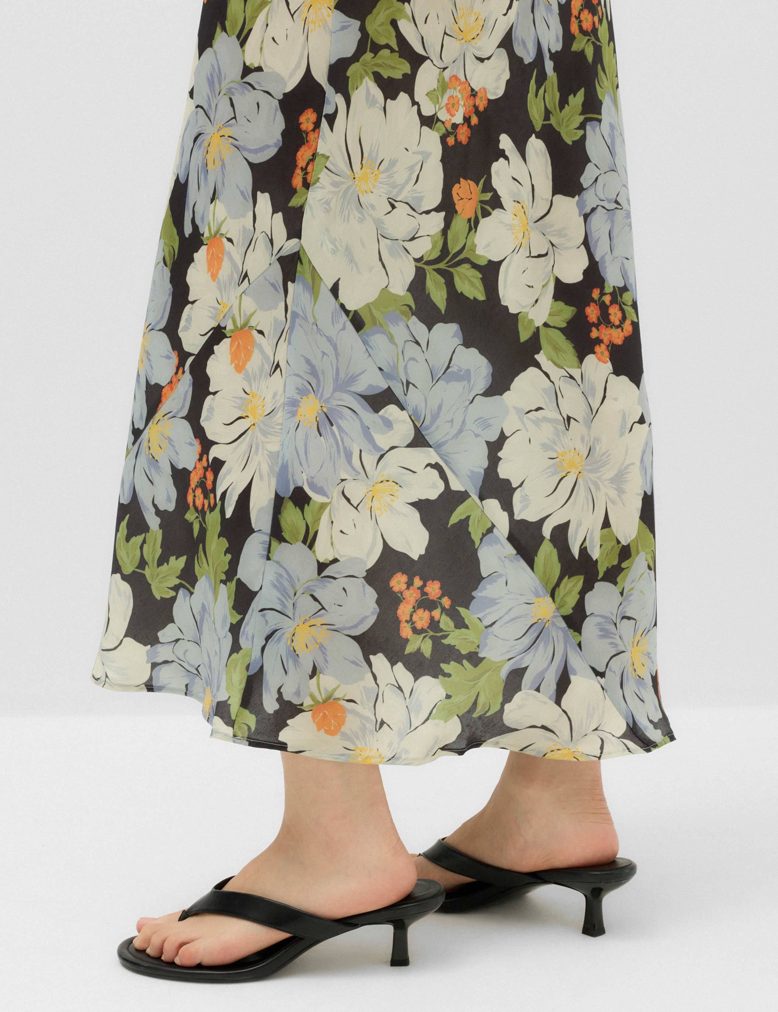 Satin Floral Midaxi Column Dress 5 of 6