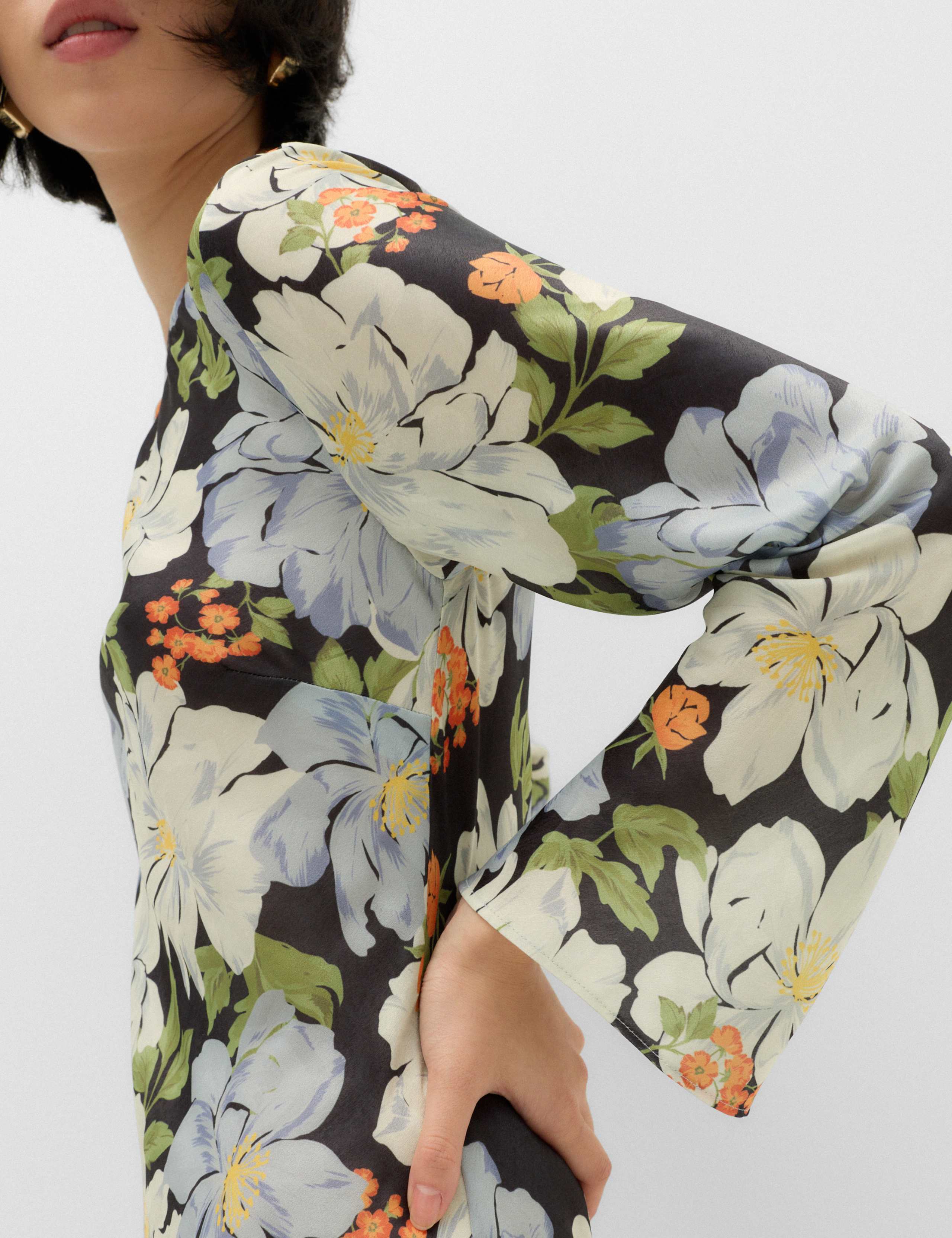 Satin Floral Midaxi Column Dress 6 of 6