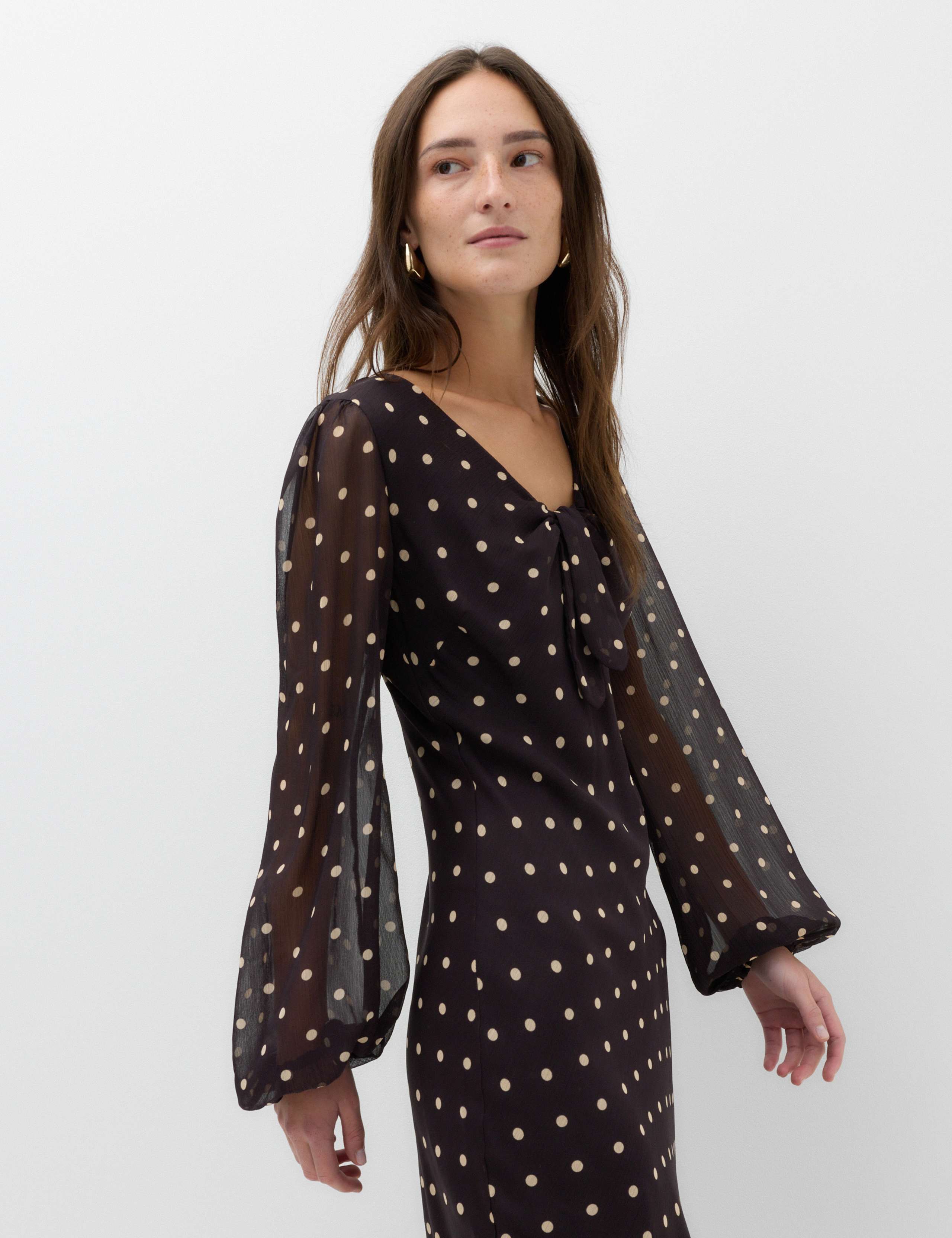 Chiffon Spot Print Midi Tea Dress 5 of 6