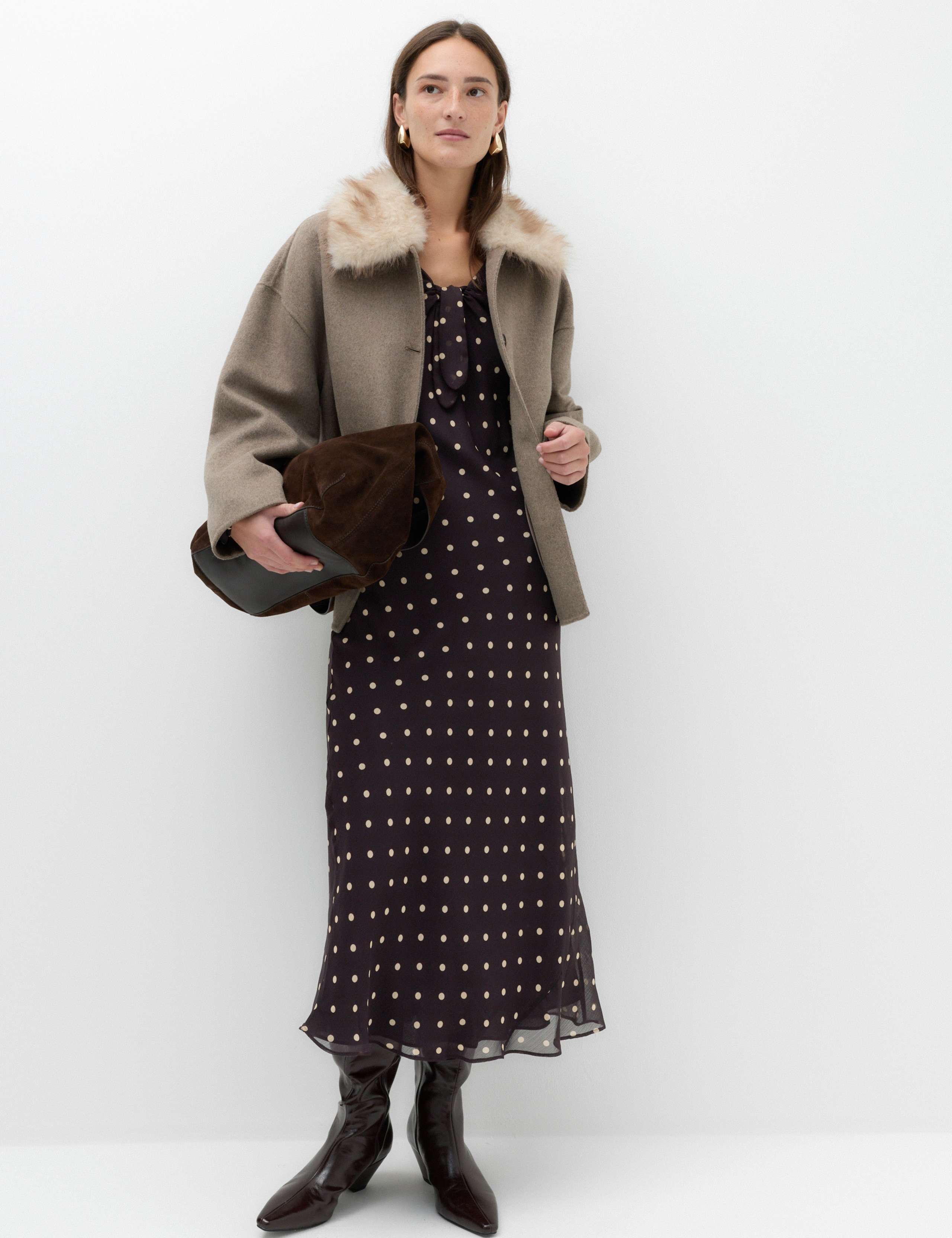 Chiffon Spot Print Midi Tea Dress 6 of 6