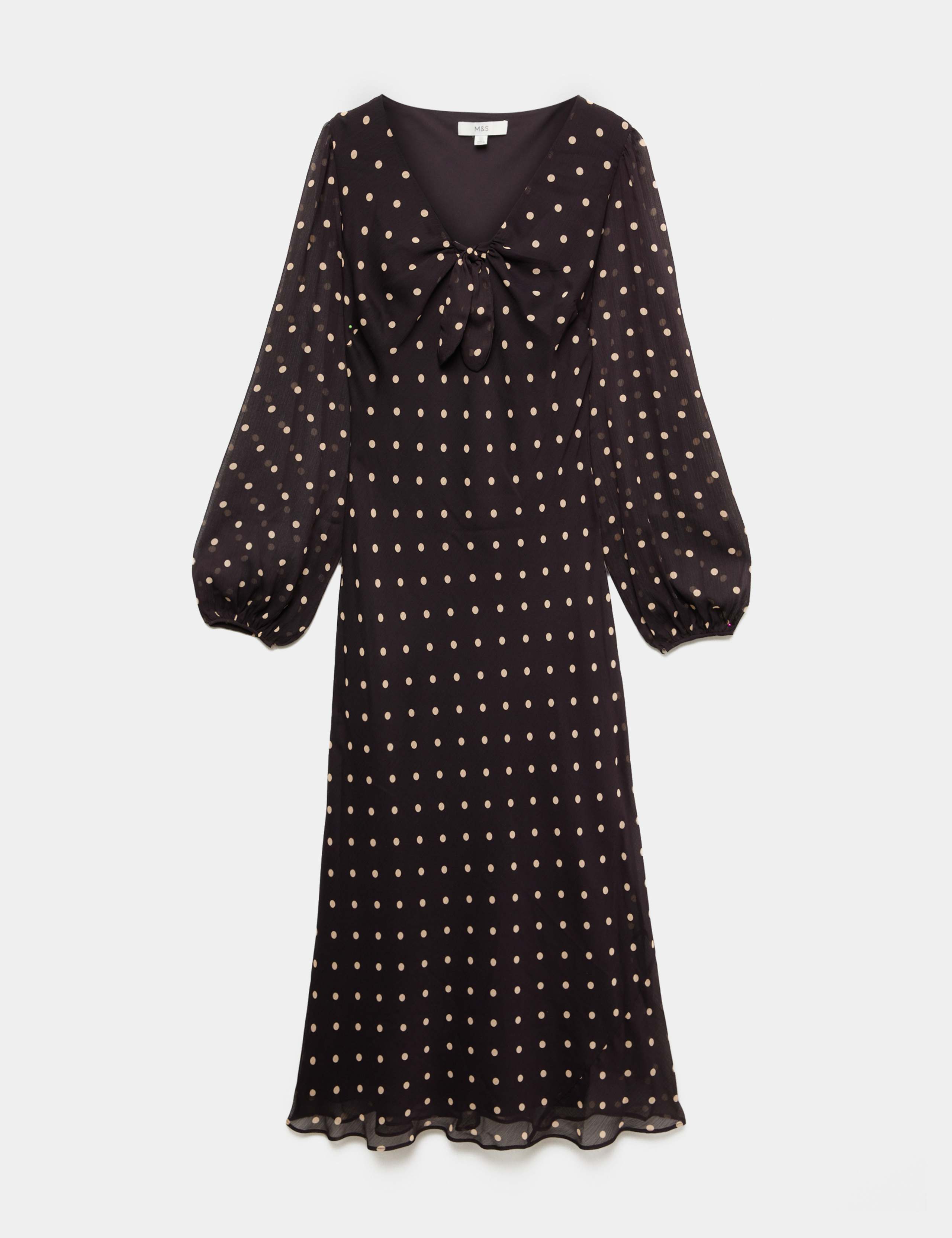 Chiffon Spot Print Midi Tea Dress 2 of 6