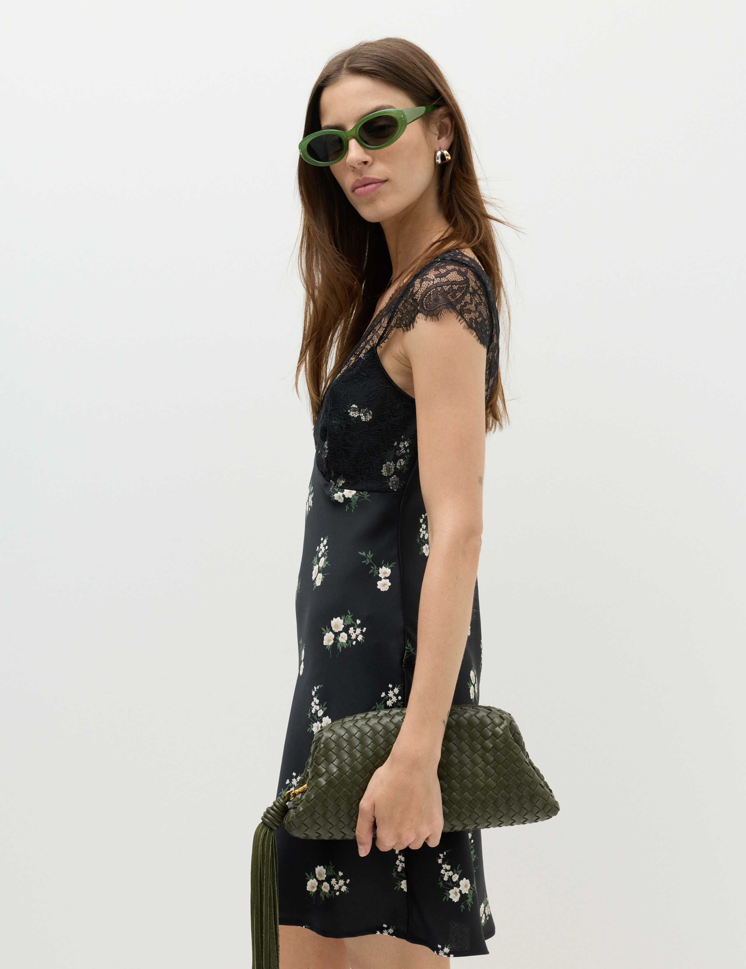 Satin Lace Floral Mini Slip Dress 3 of 6