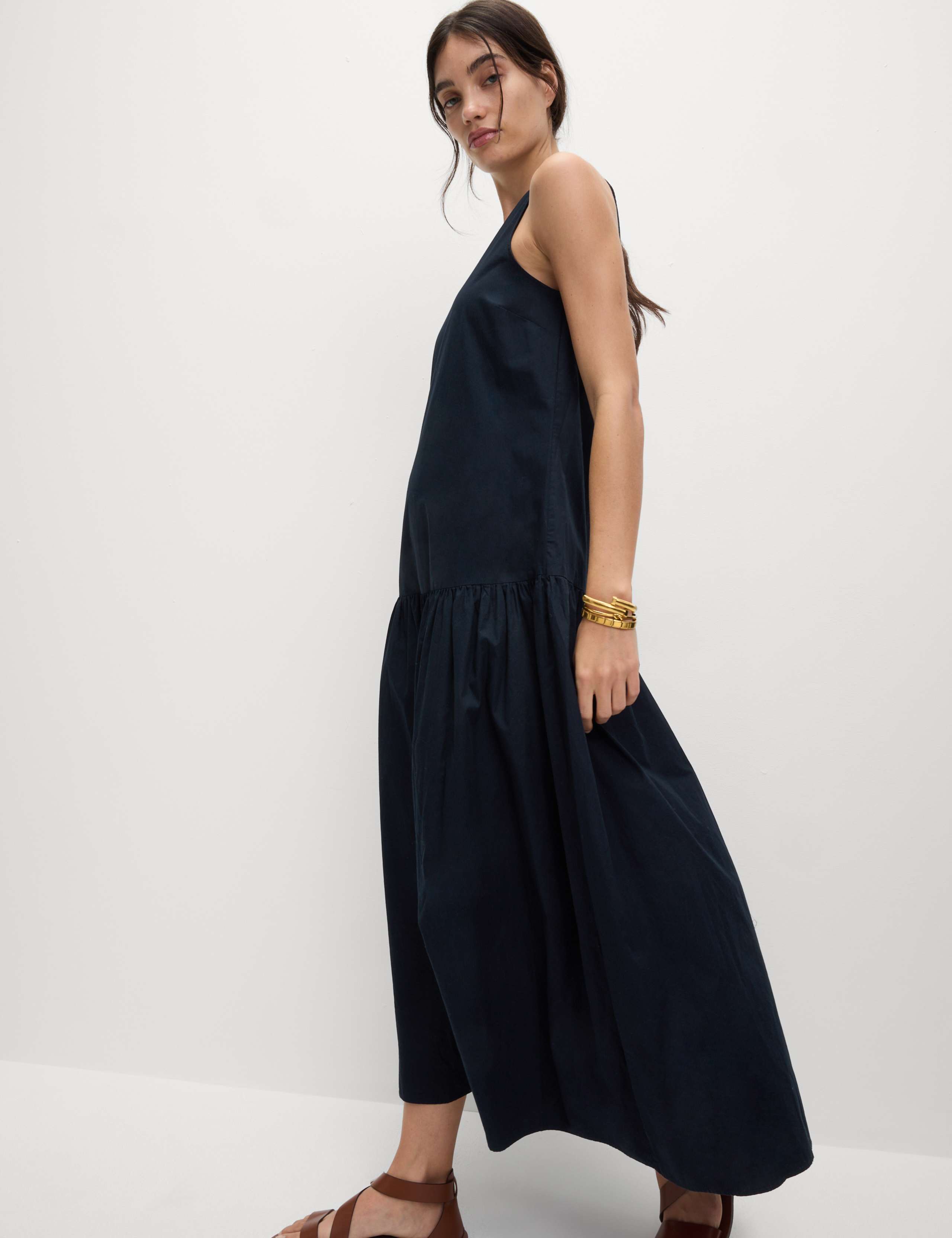 Pure Cotton Midaxi Drop Waist Tiered Dress 3 of 6