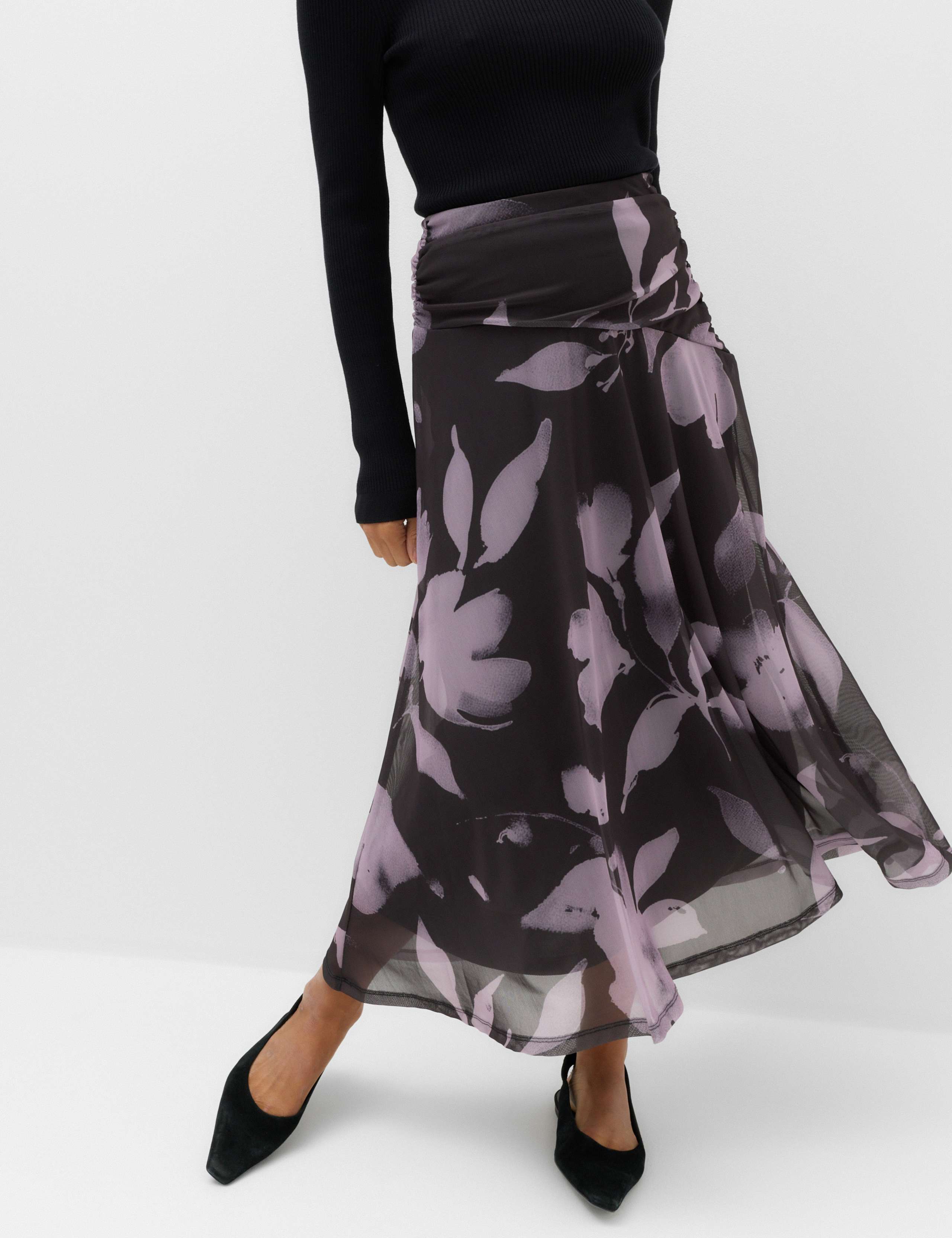Mesh Floral Midi A Line Skirt 3 of 5