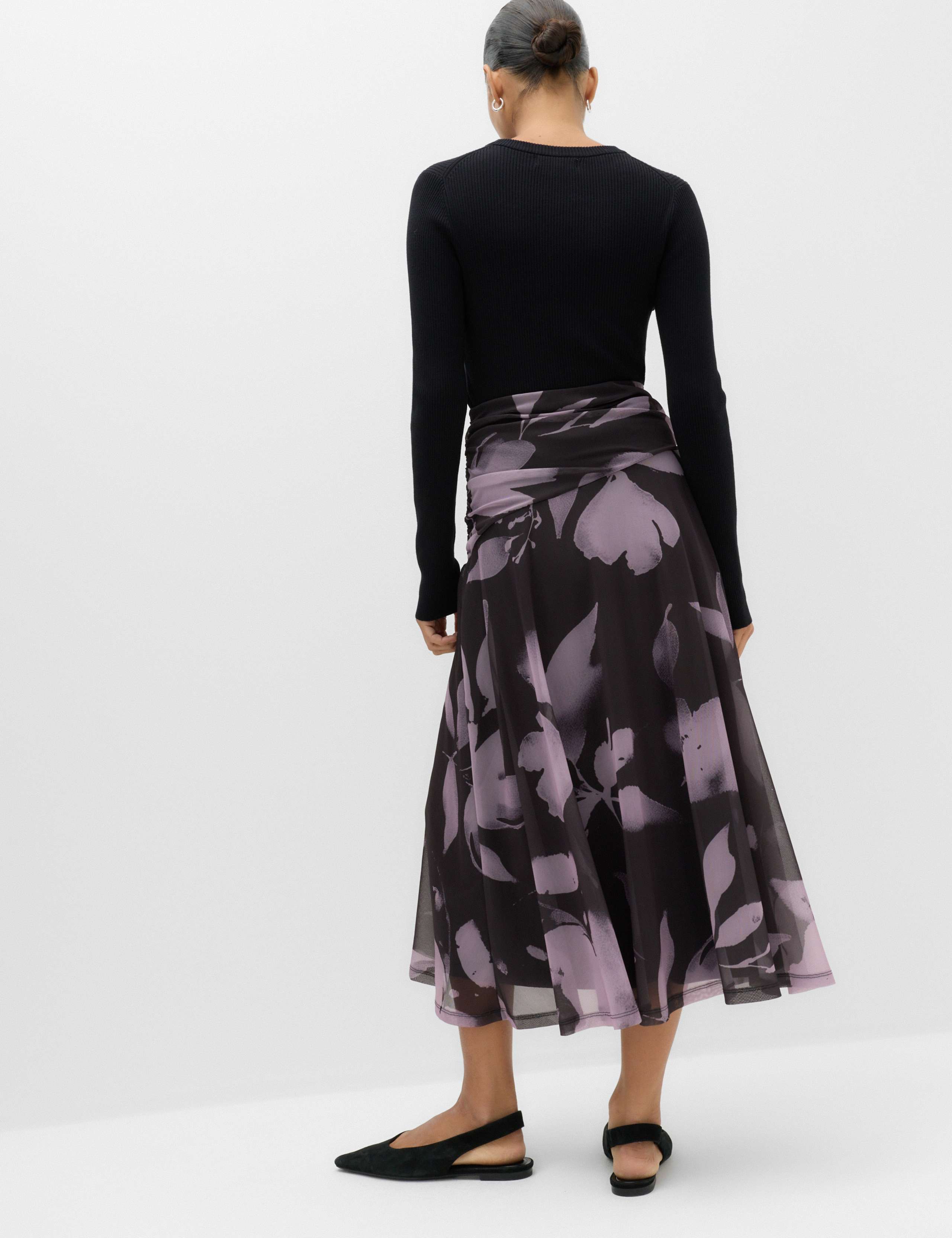 Mesh Floral Midi A Line Skirt 4 of 5
