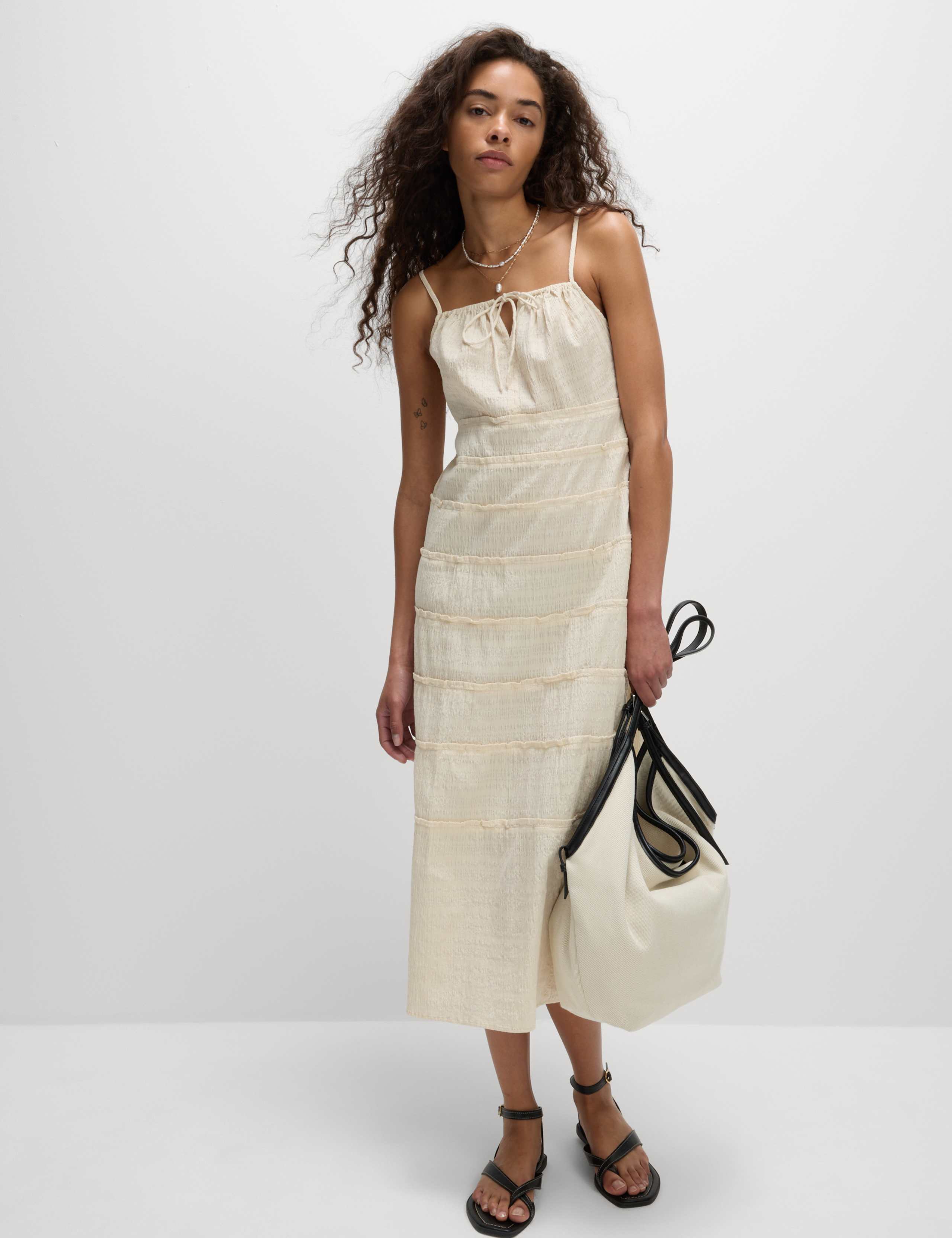 Cotton Rich Square Neck Midi Slip Dress 3 of 5