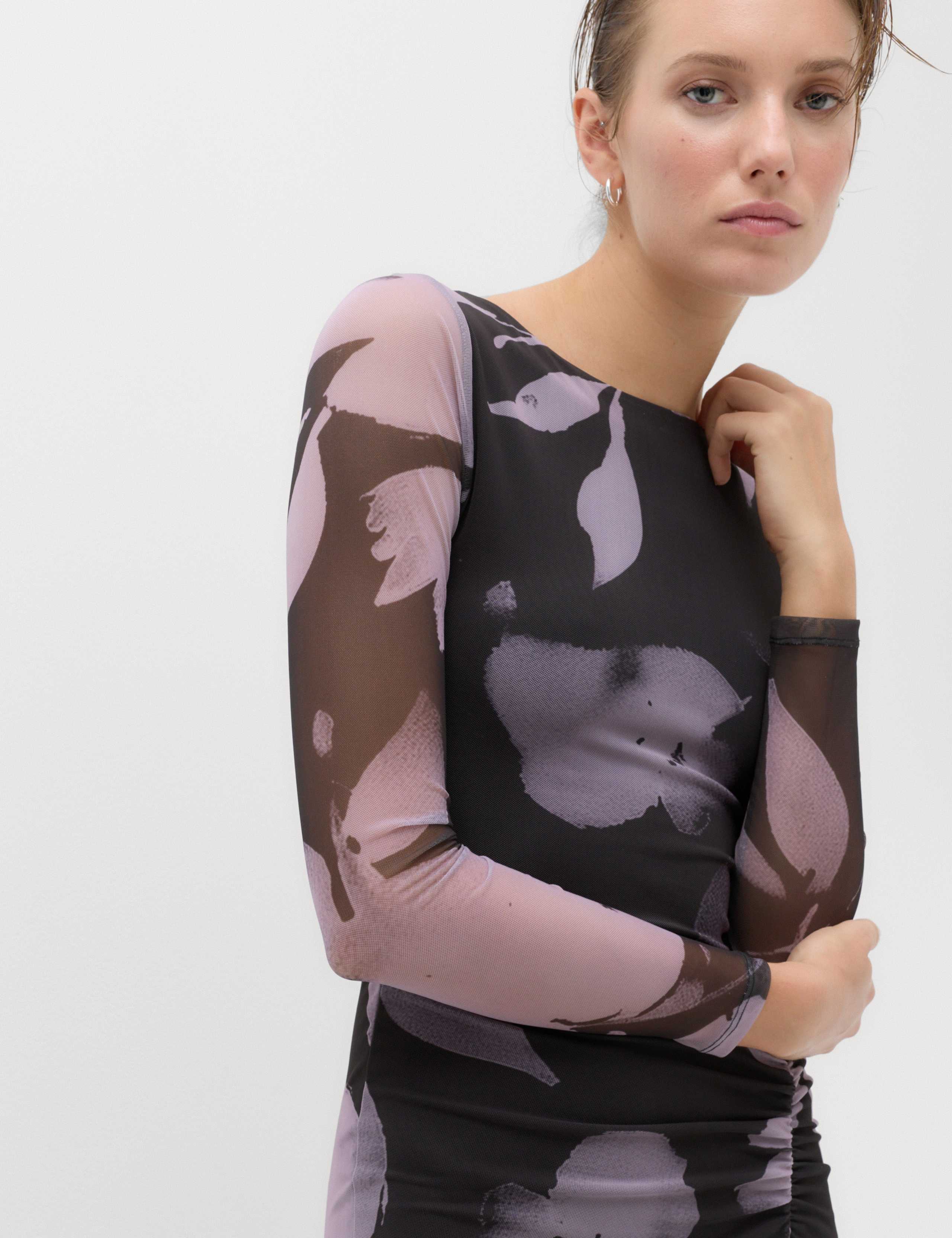 Floral Bodycon Midi Dress with Long Sleeves 6 of 7