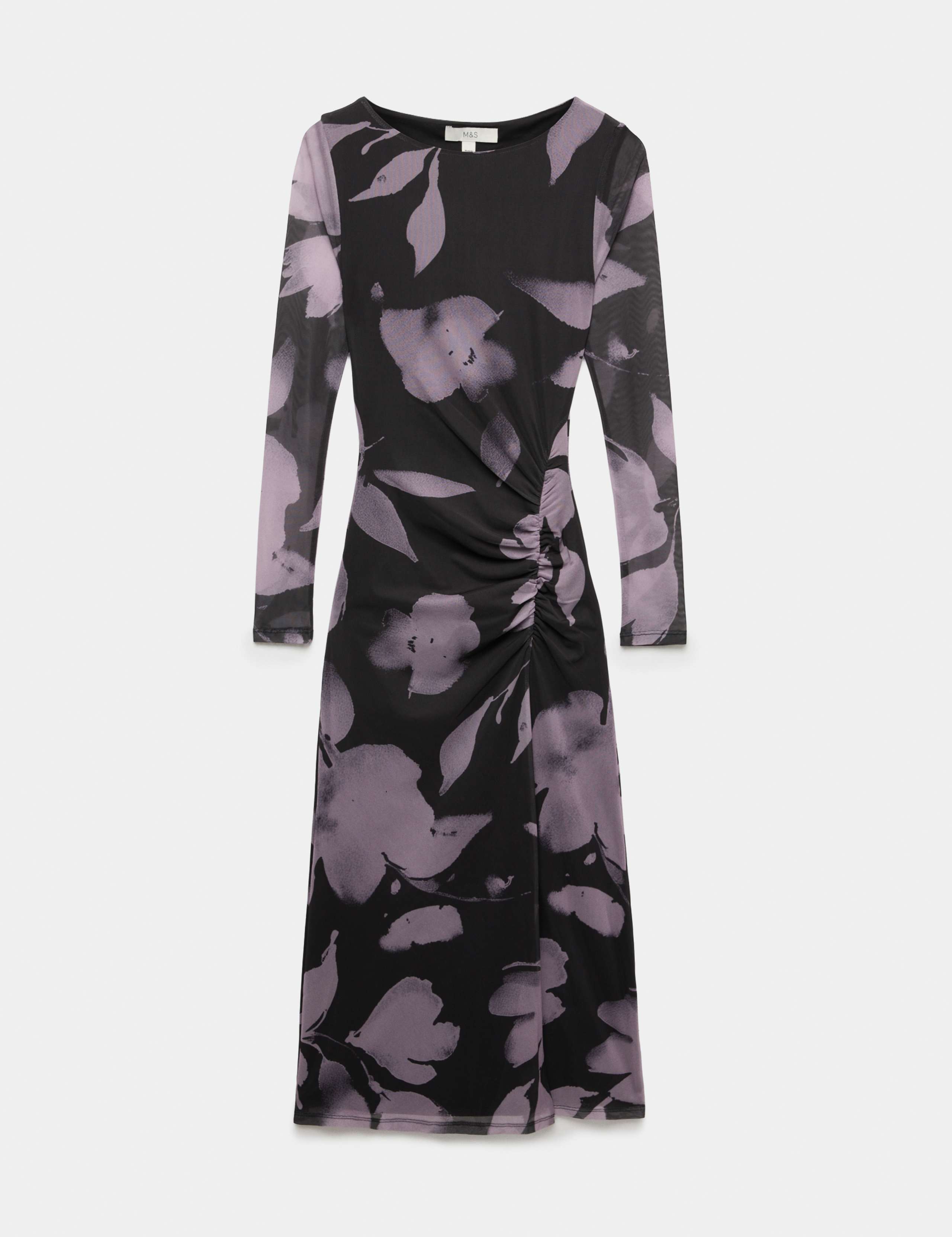 Floral Bodycon Midi Dress with Long Sleeves 2 of 7