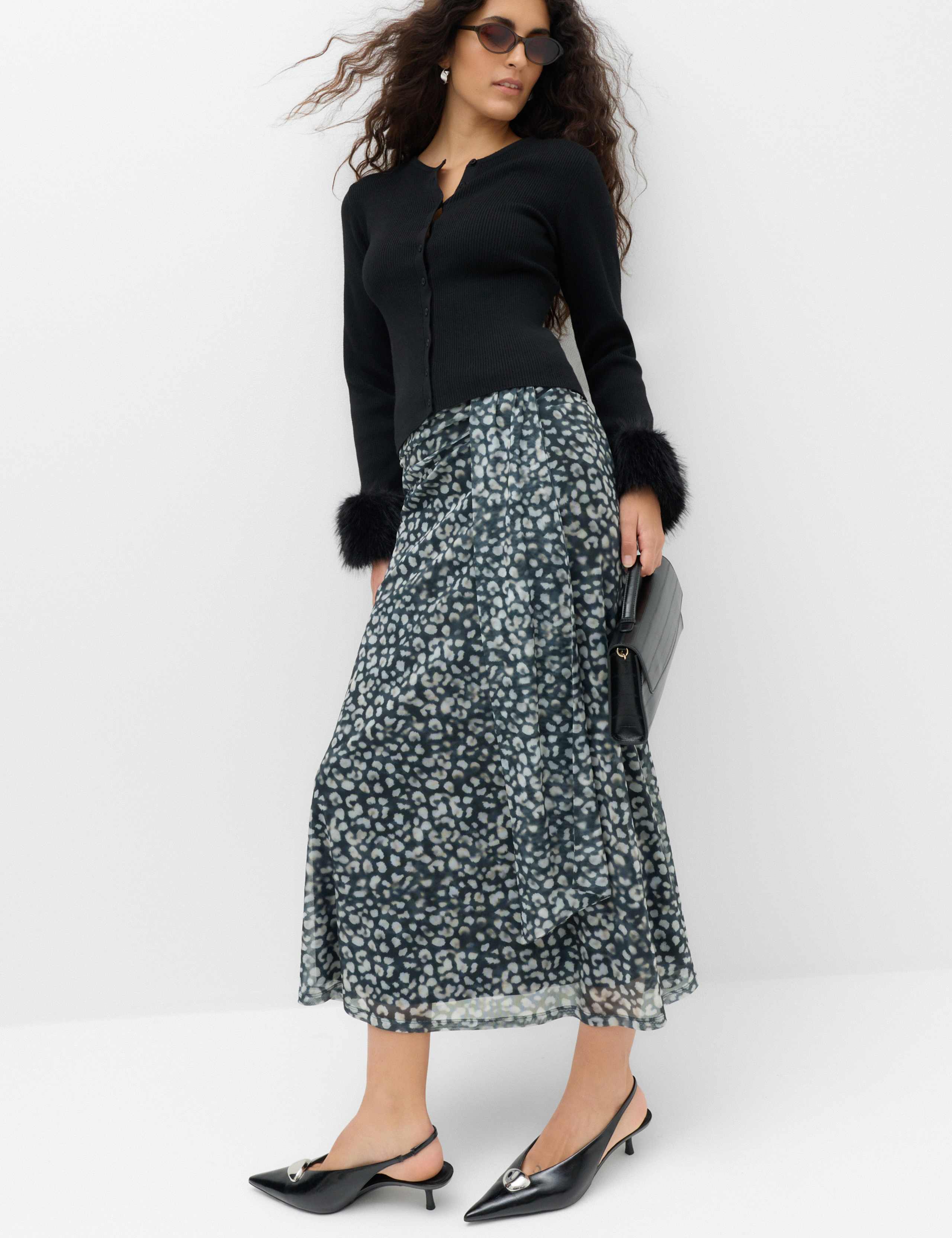 Animal Print Knotted Midi A Line Skirt 5 of 6