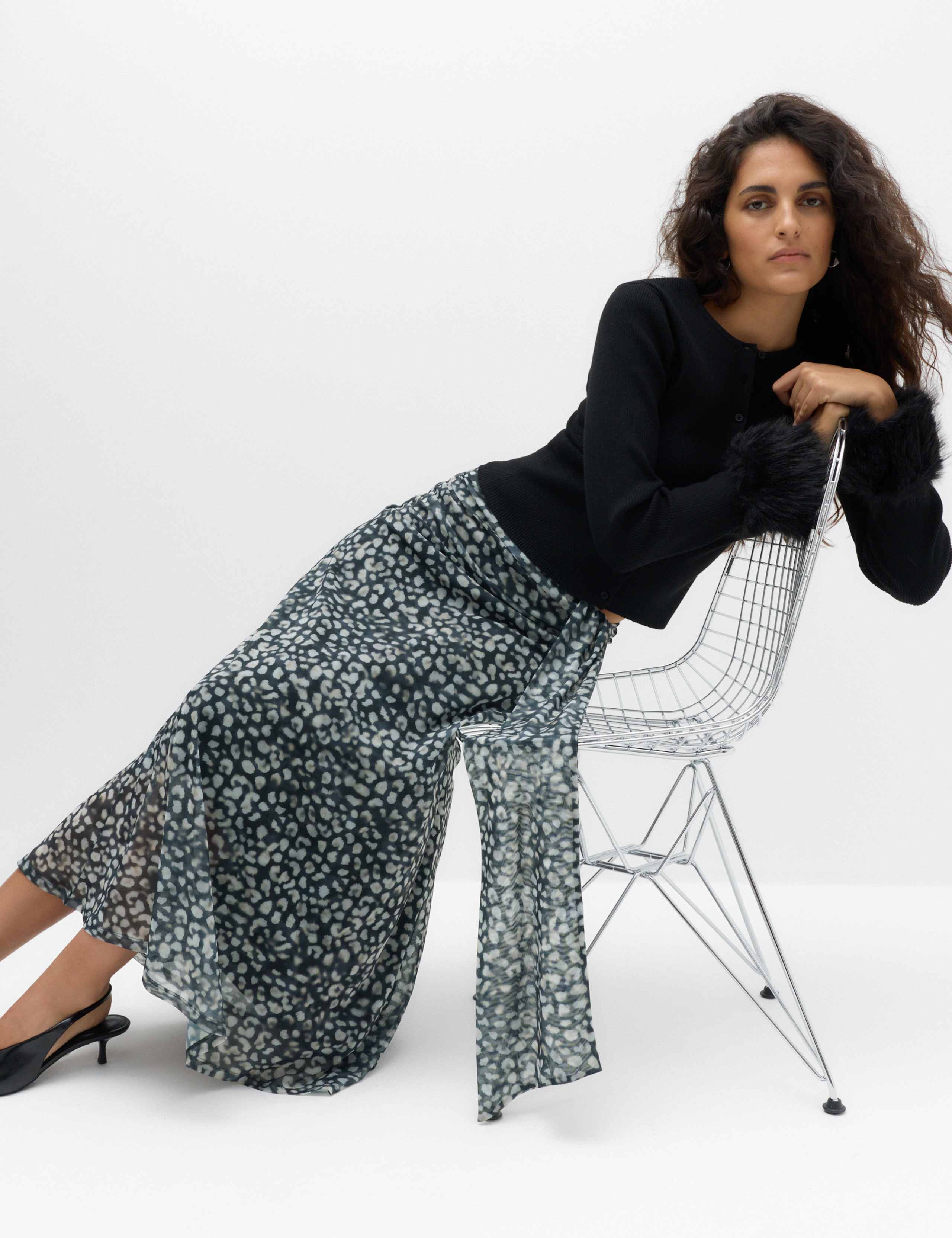 Animal Print Knotted Midi A Line Skirt 6 of 6