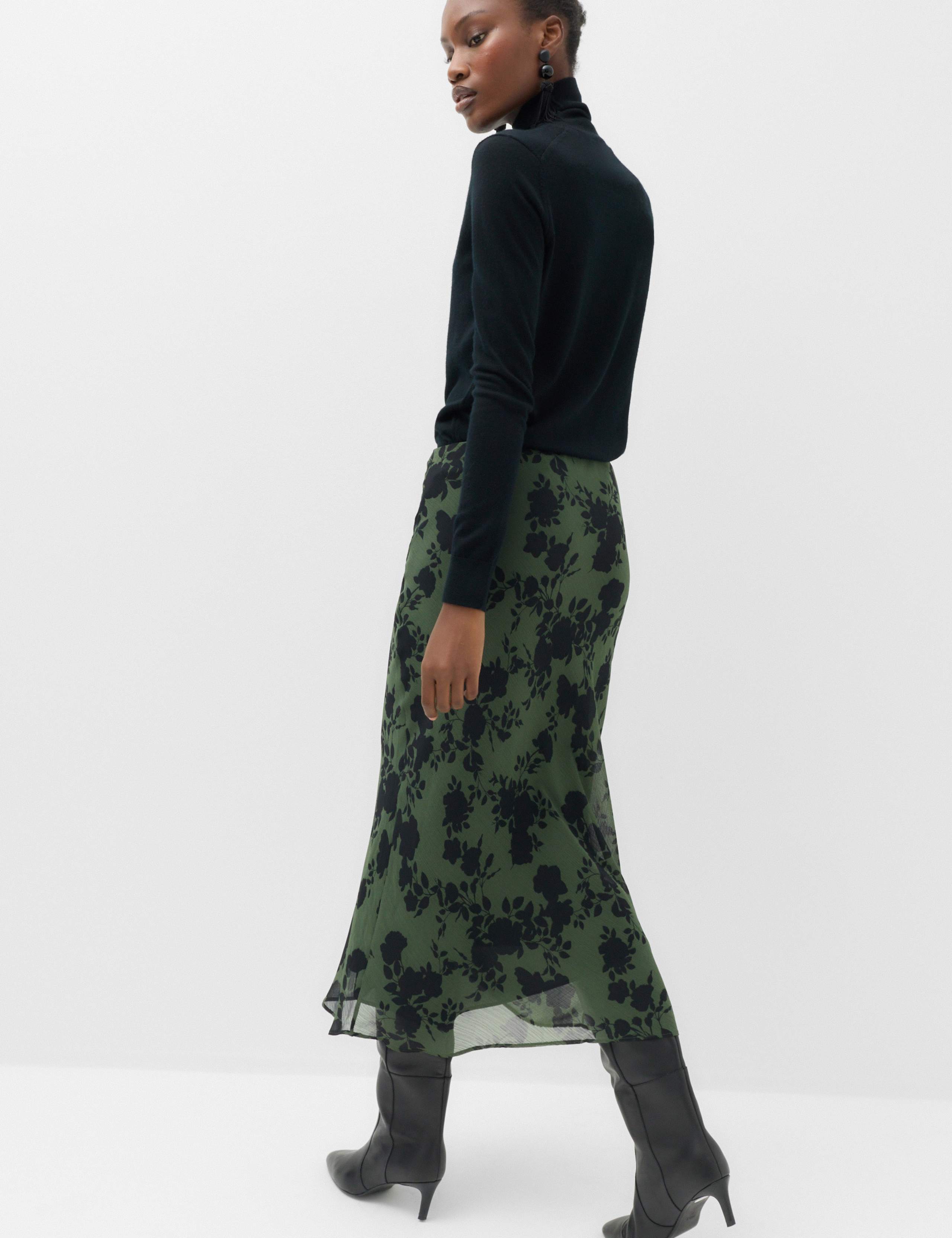 Chiffon Floral Midi Column Skirt 3 of 5