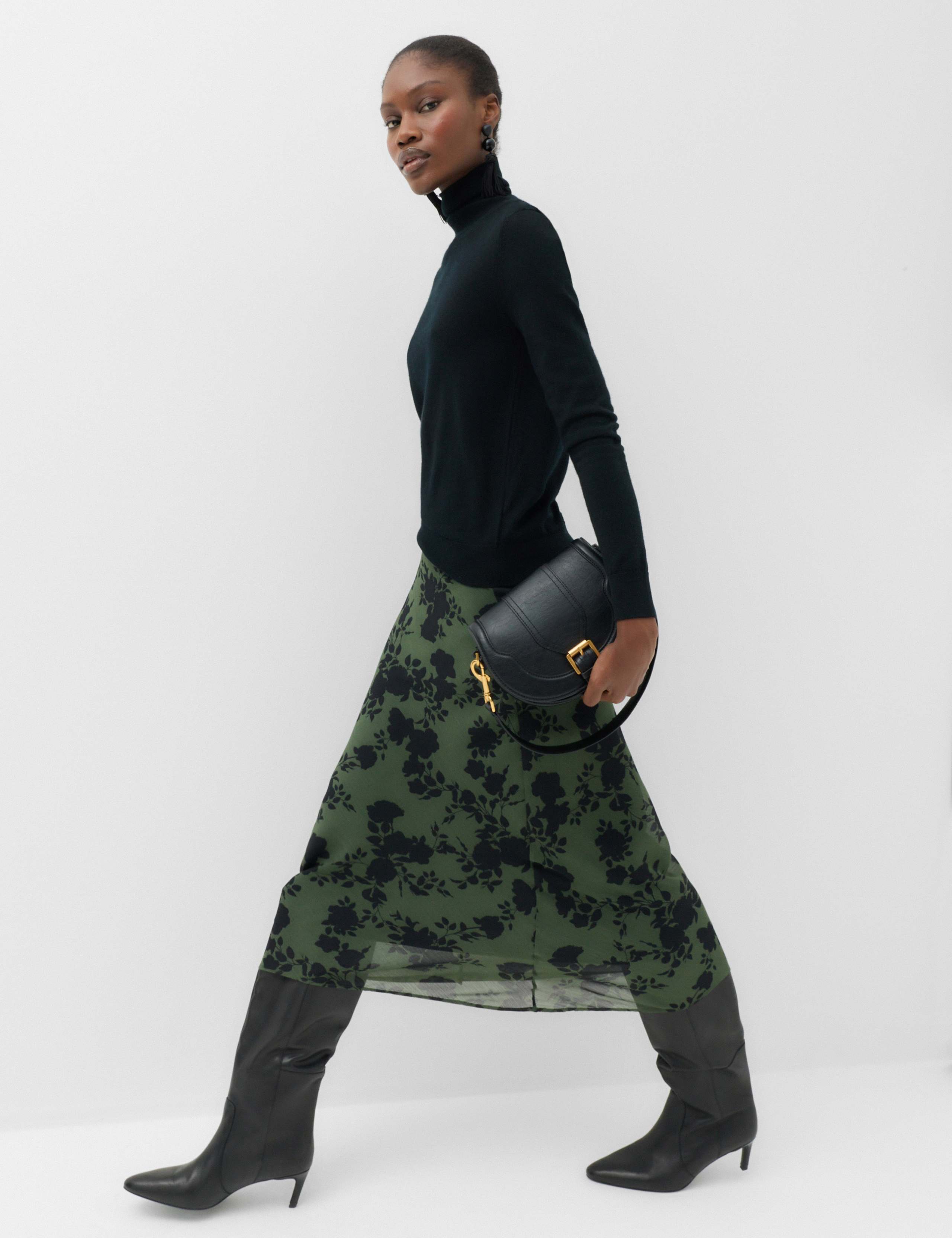 Chiffon Floral Midi Column Skirt 5 of 5