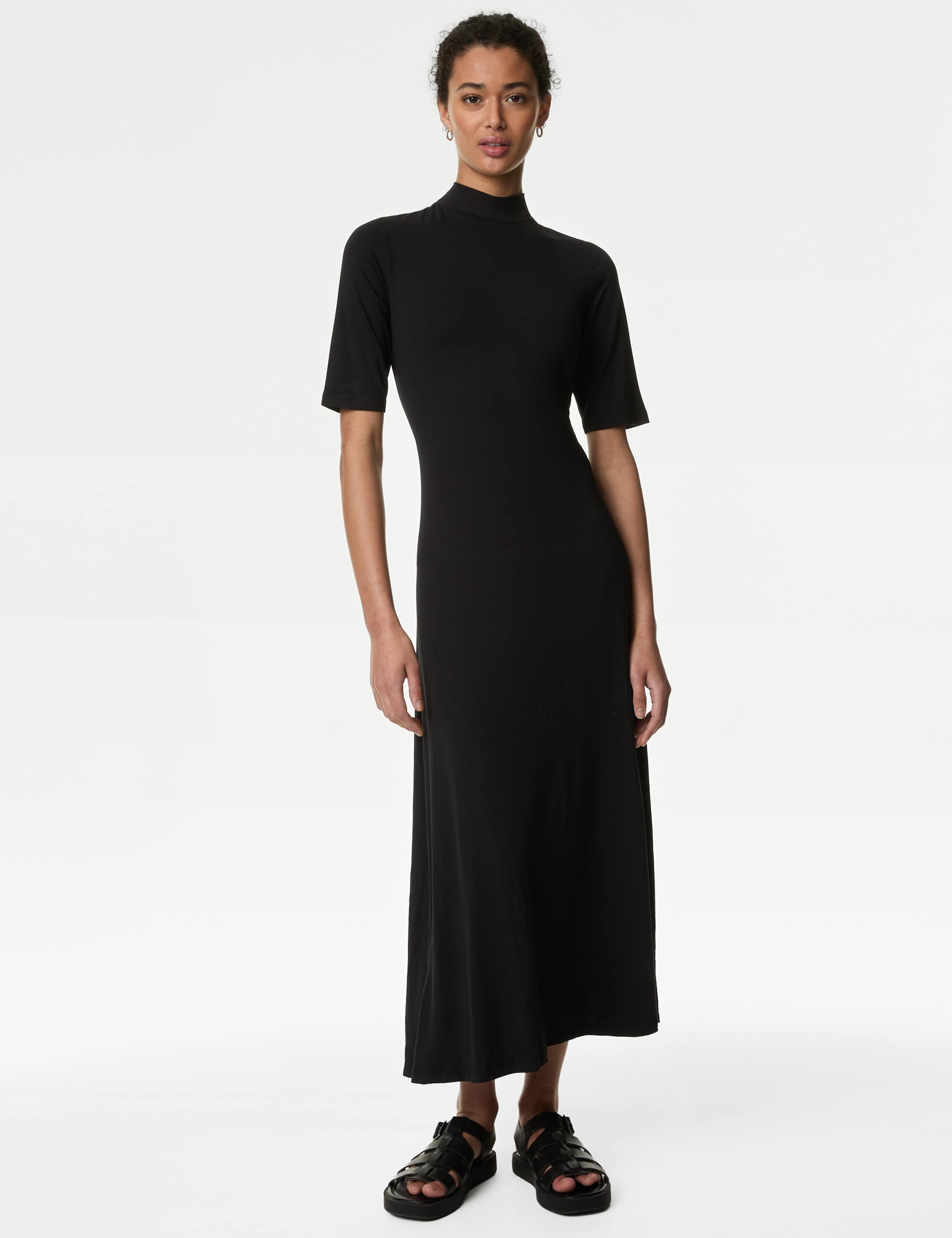 Jersey Funnel Neck Maxi Column Dress 4 of 5