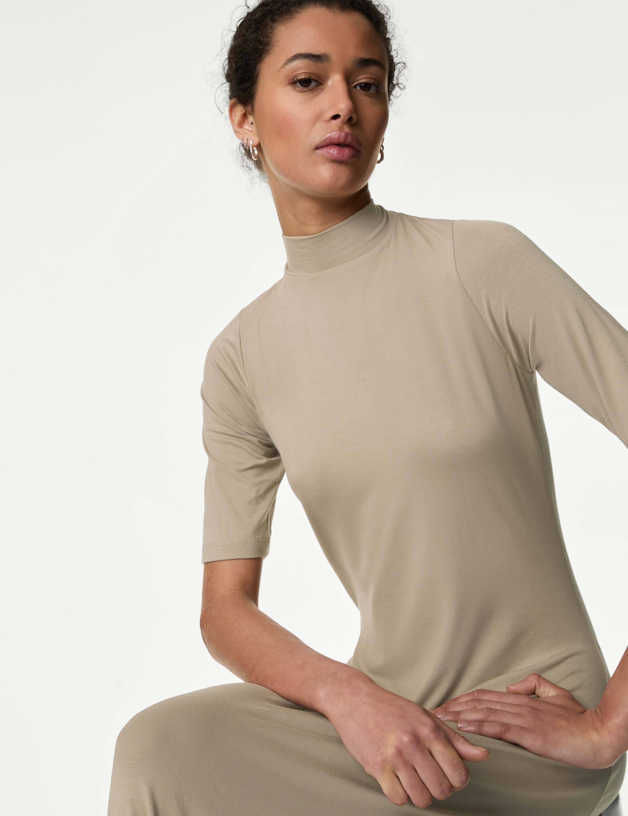 Jersey Funnel Neck Maxi Column Dress 1 of 4