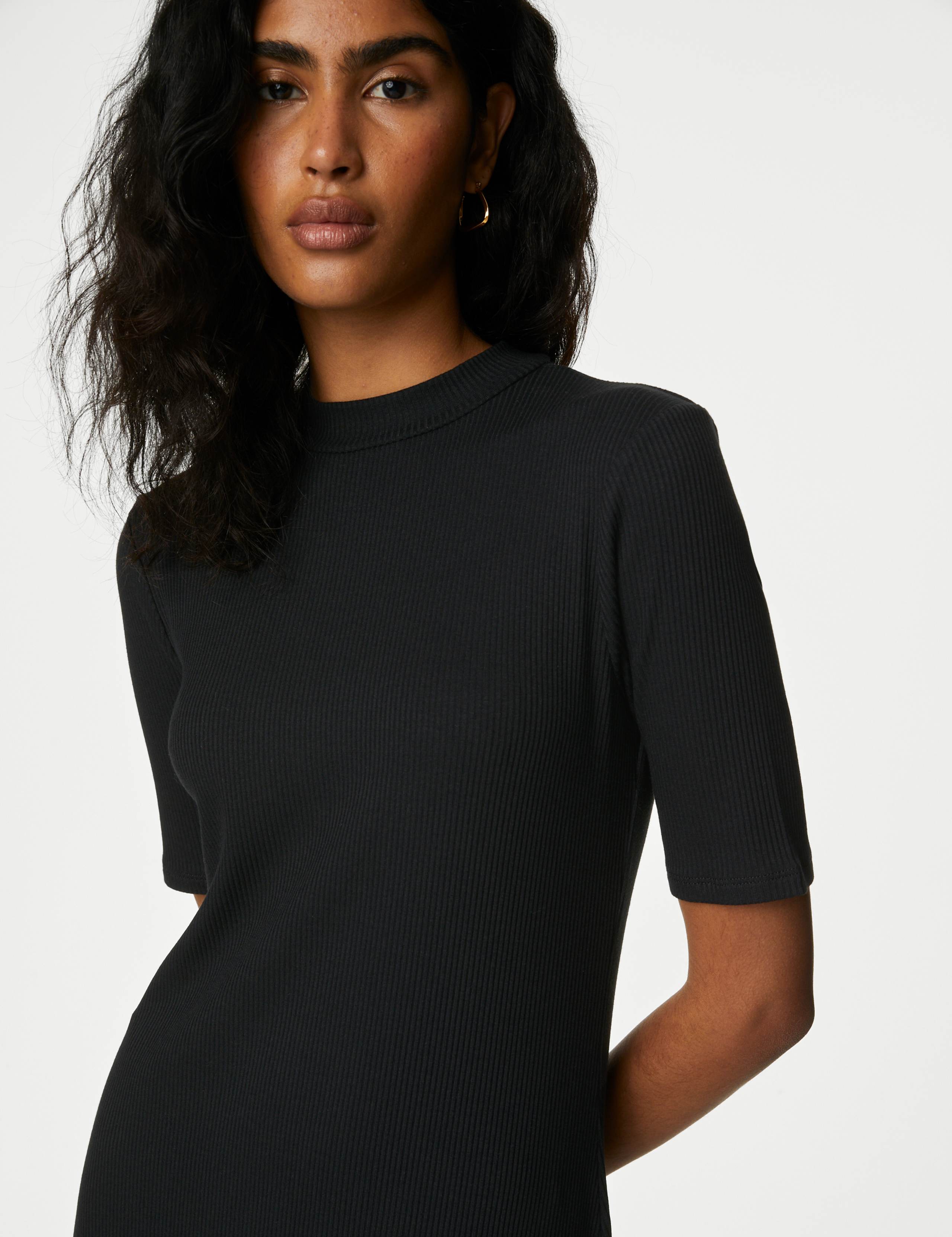 Jersey Ribbed Funnel Neck Maxi Column Dress 3 of 4