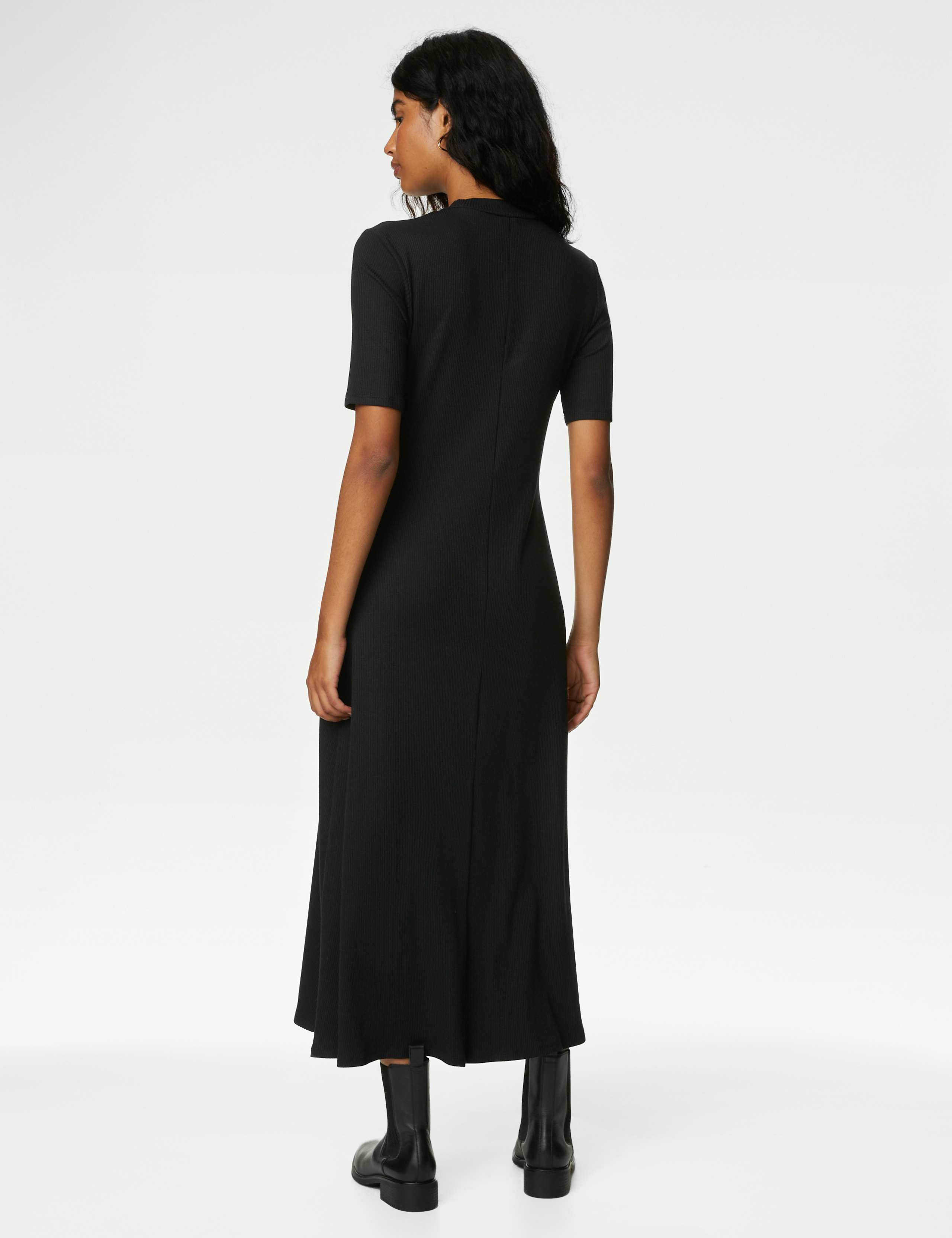Jersey Ribbed Funnel Neck Maxi Column Dress 4 of 4