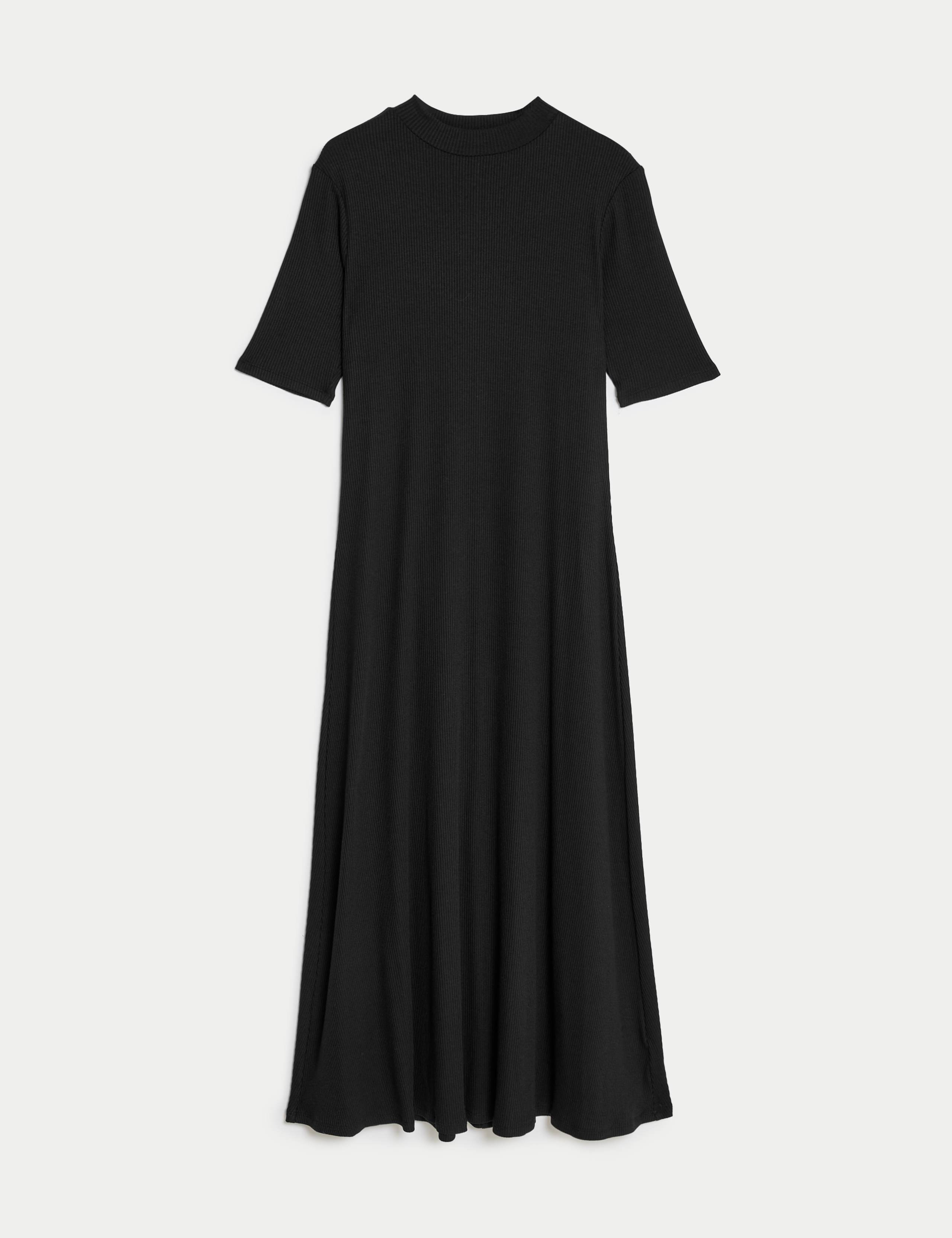 Jersey Ribbed Funnel Neck Maxi Column Dress 2 of 4