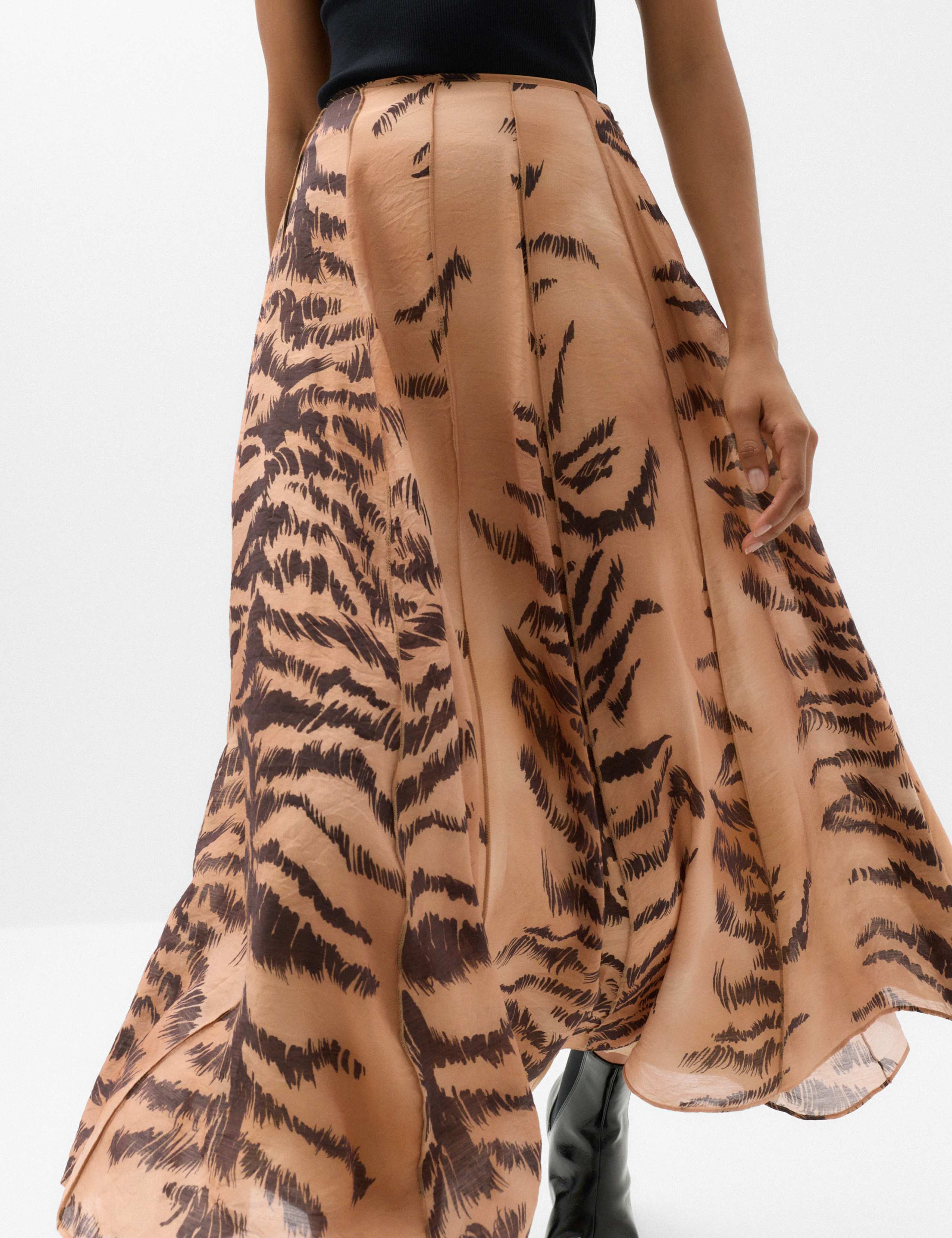 Animal Print Box Pleat Midi Circle Skirt 4 of 6
