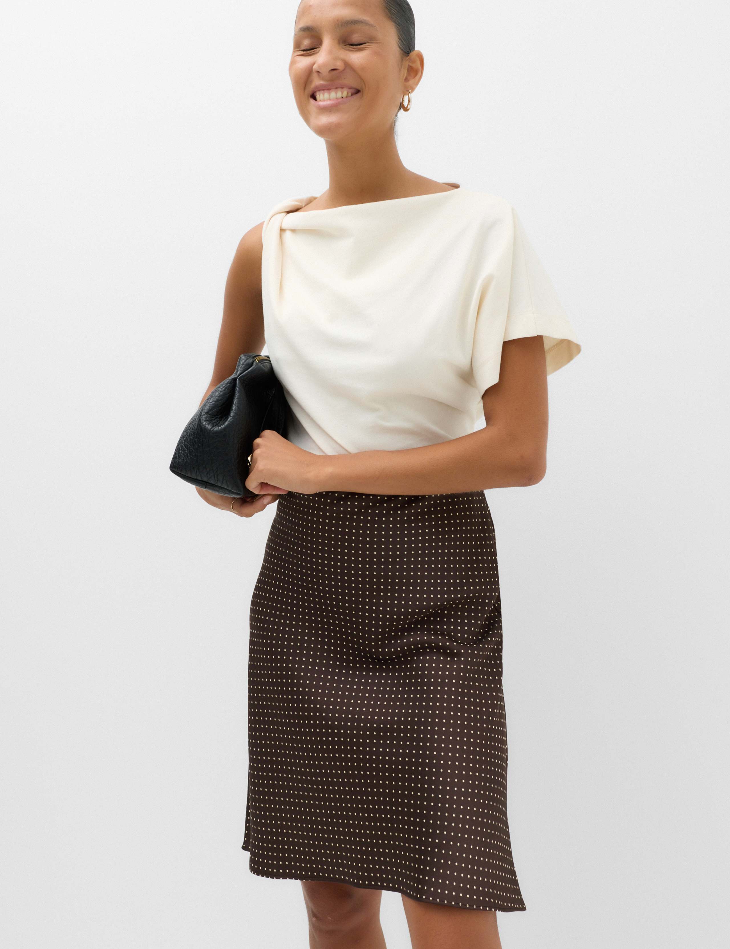 Regular Fit Polka Dot Knee Length Skirt 1 of 5