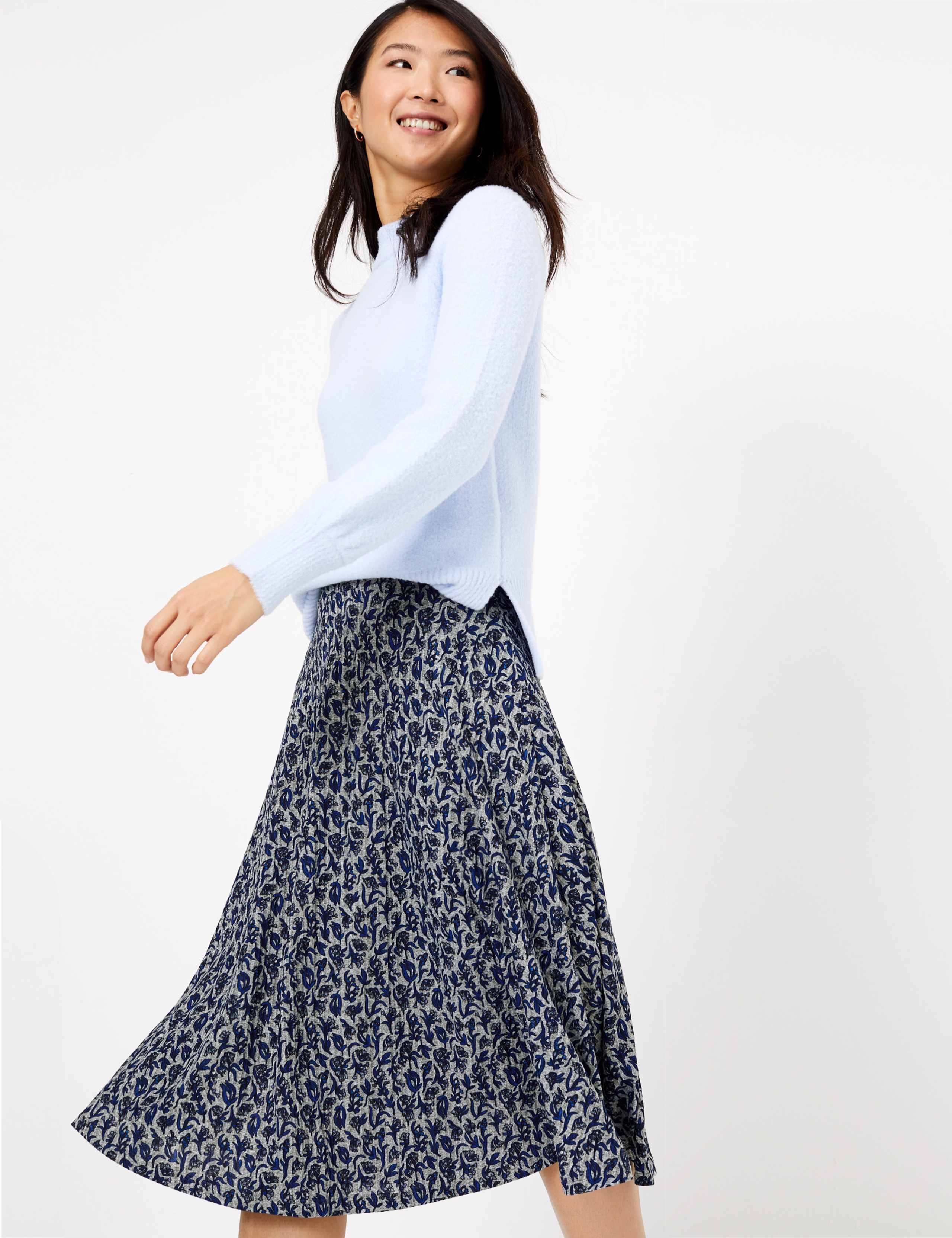 Jersey Floral Circle Midi Fit & Flare Skirt 1 of 4