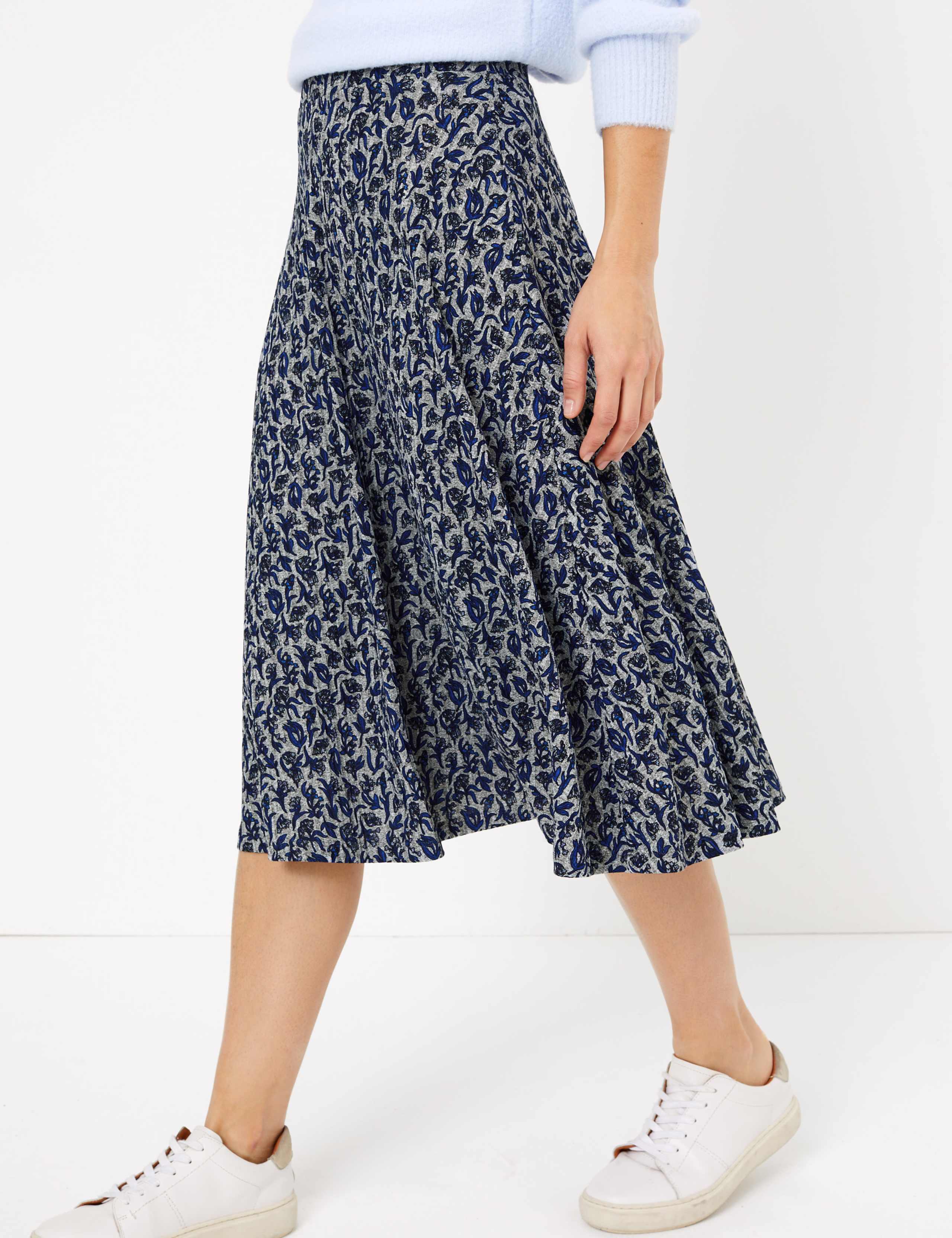 Jersey Floral Circle Midi Fit & Flare Skirt 3 of 4