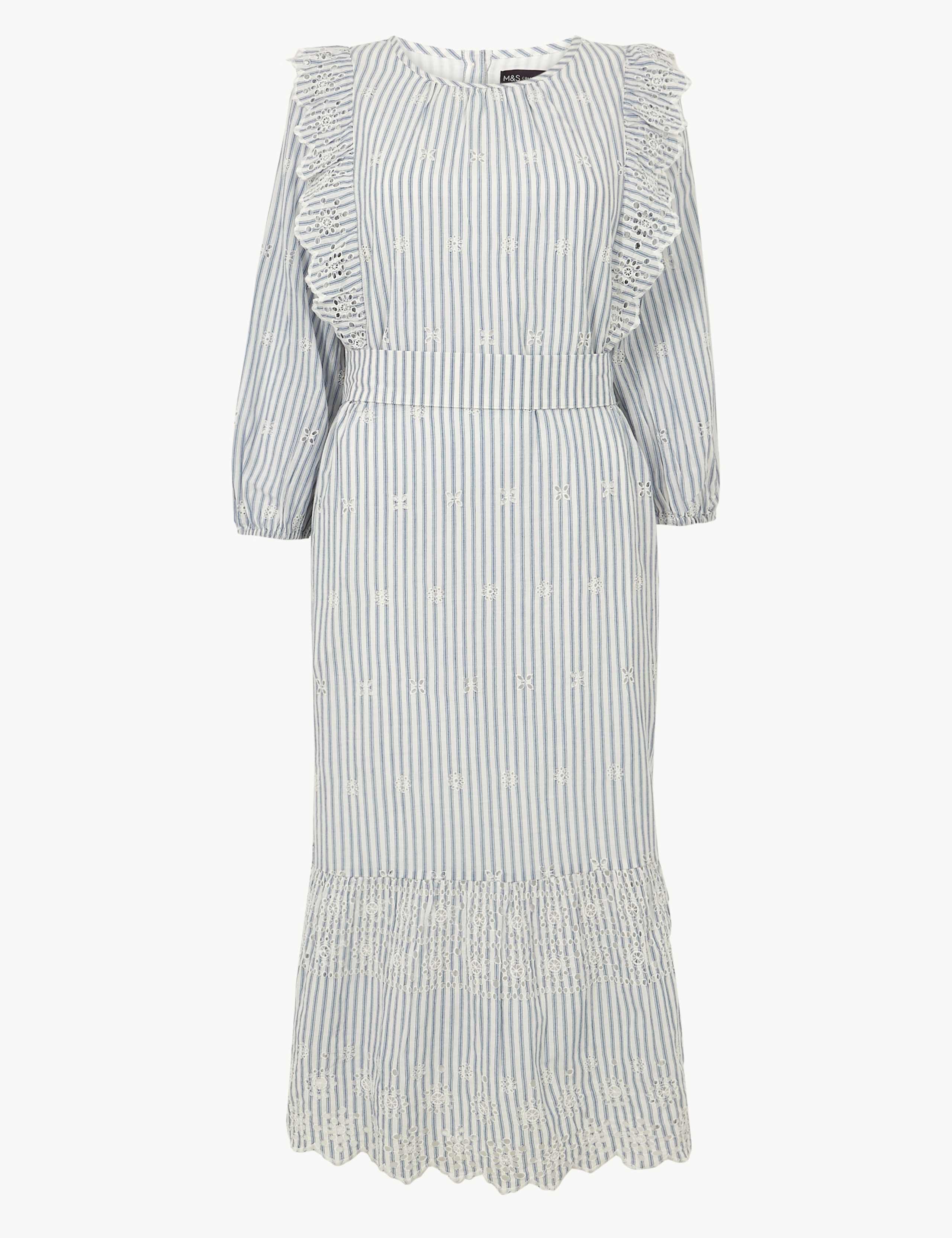 Pure Cotton Striped Waisted Midi Dress 2 of 4
