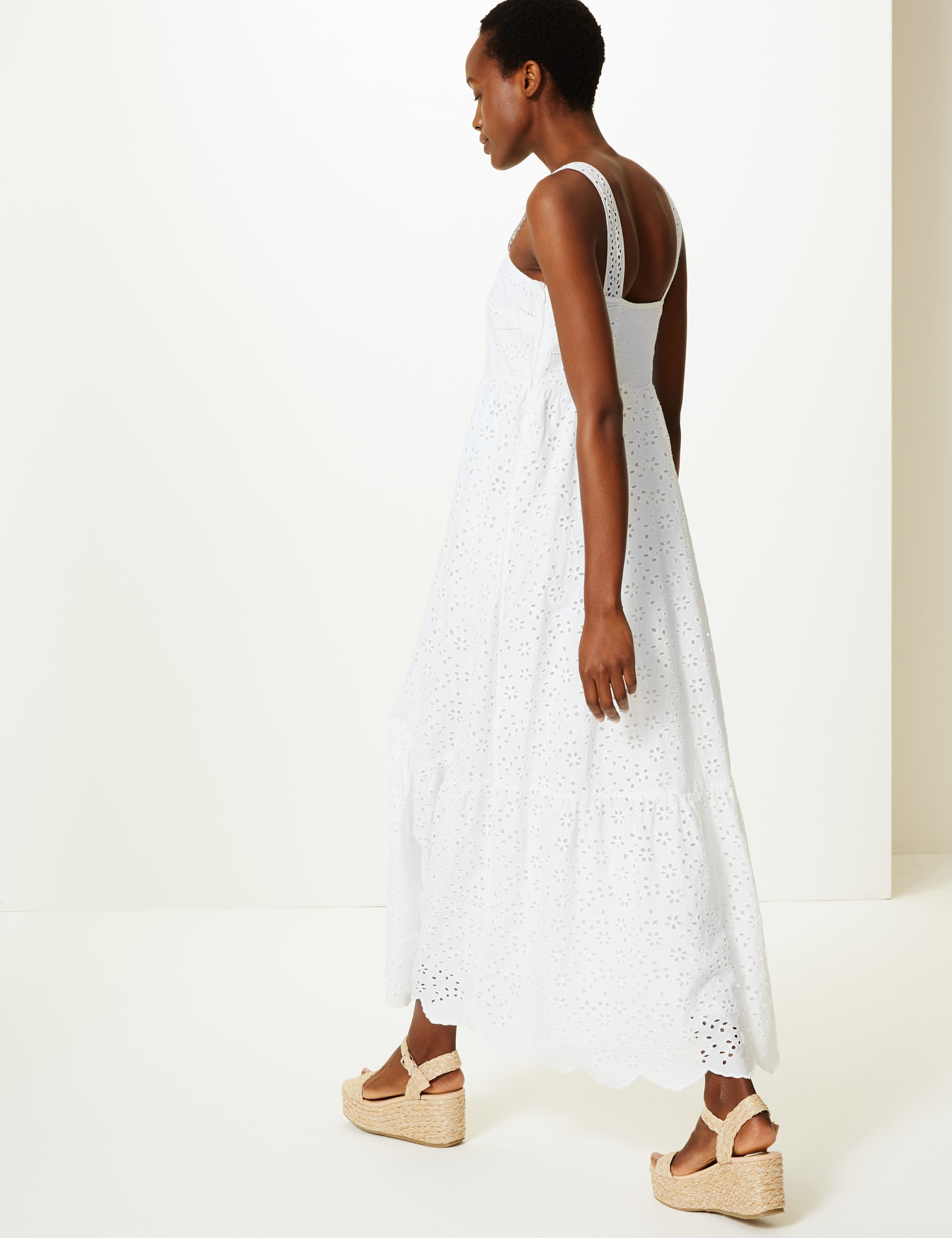 Pure Cotton Embroidered Waisted Maxi Dress 4 of 5
