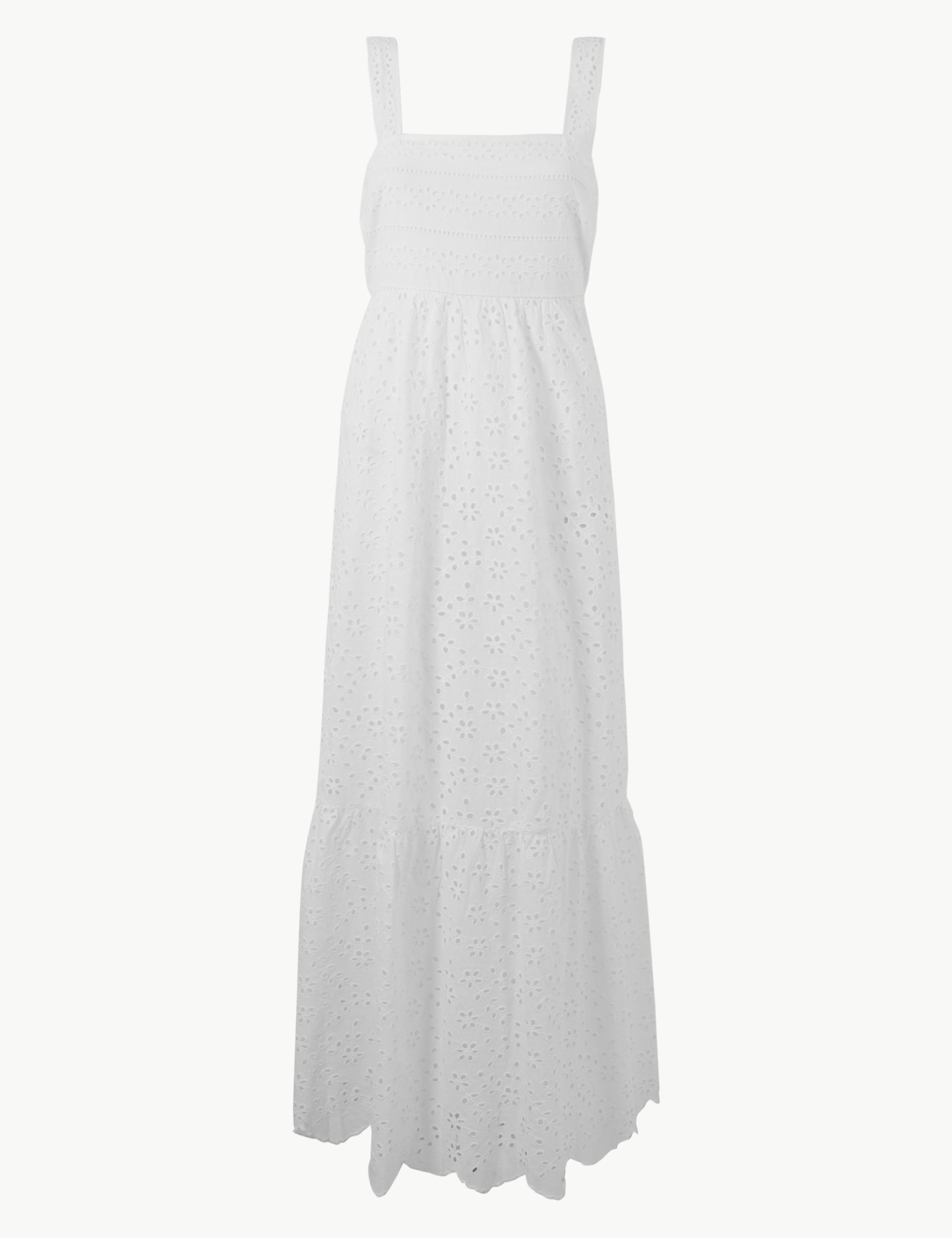 Pure Cotton Embroidered Waisted Maxi Dress 2 of 5