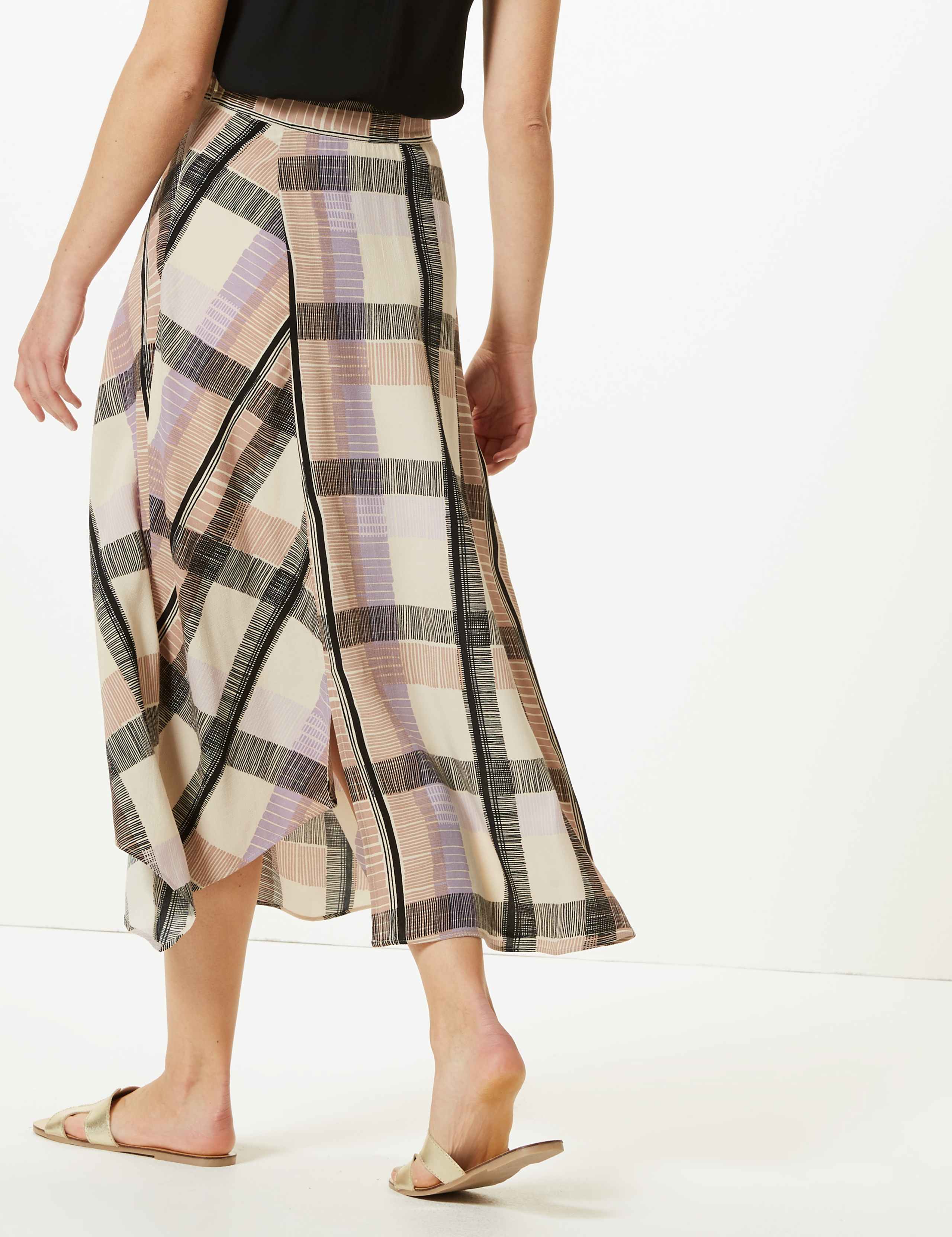 Checked Asymmetric Midi Skirt 3 of 4