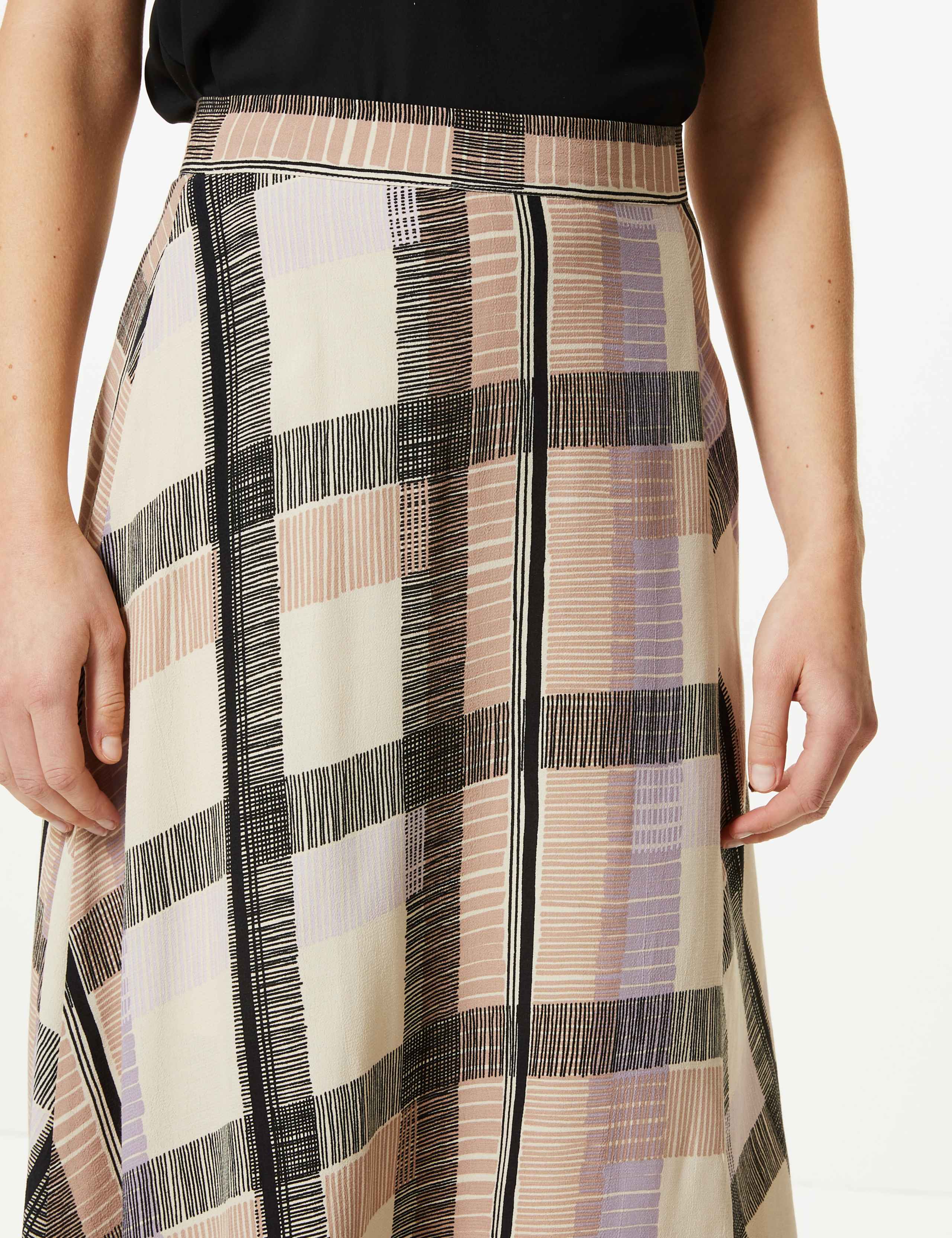 Checked Asymmetric Midi Skirt 4 of 4