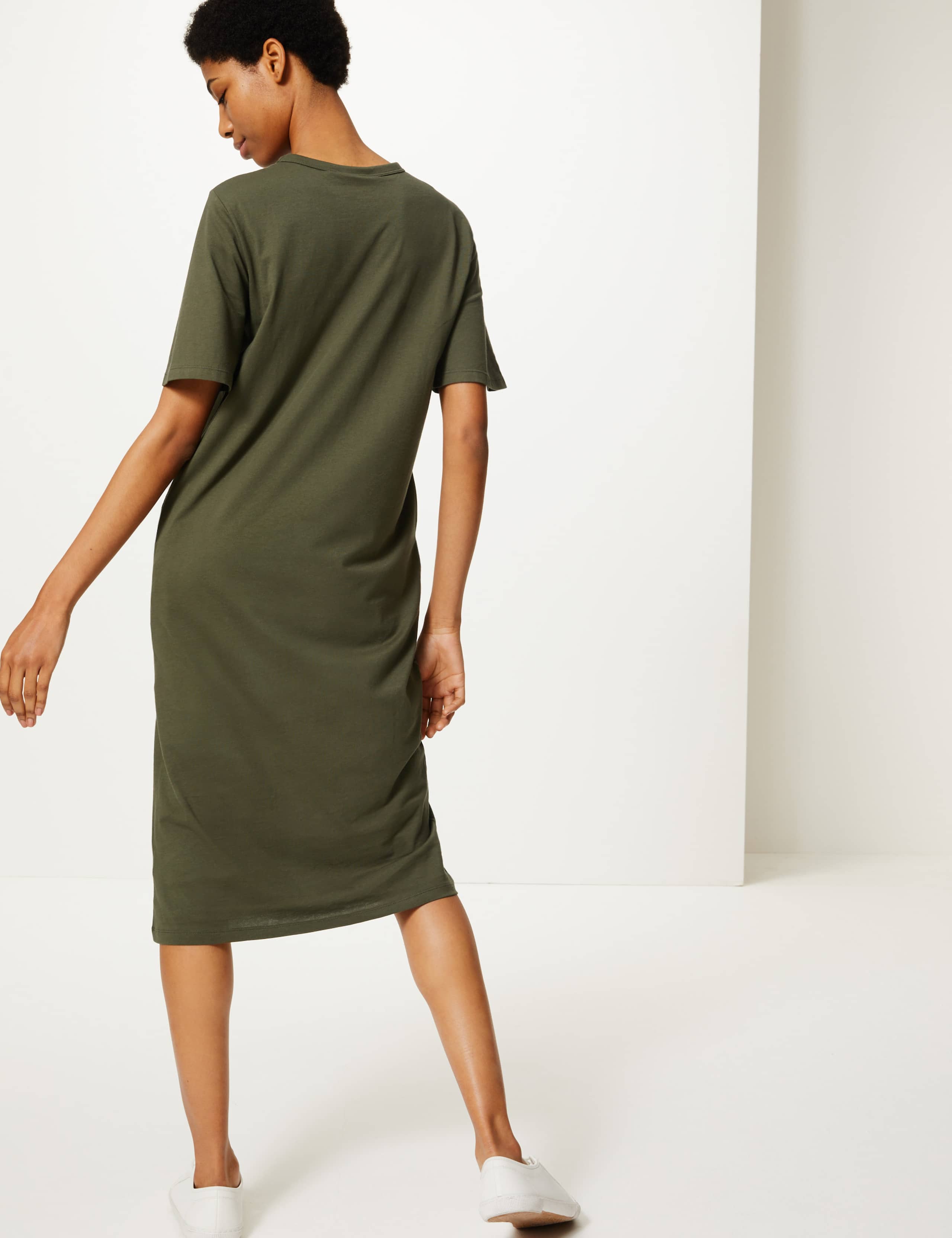 Pure Cotton Patch Pocket T-Shirt Midi Dress 4 of 4