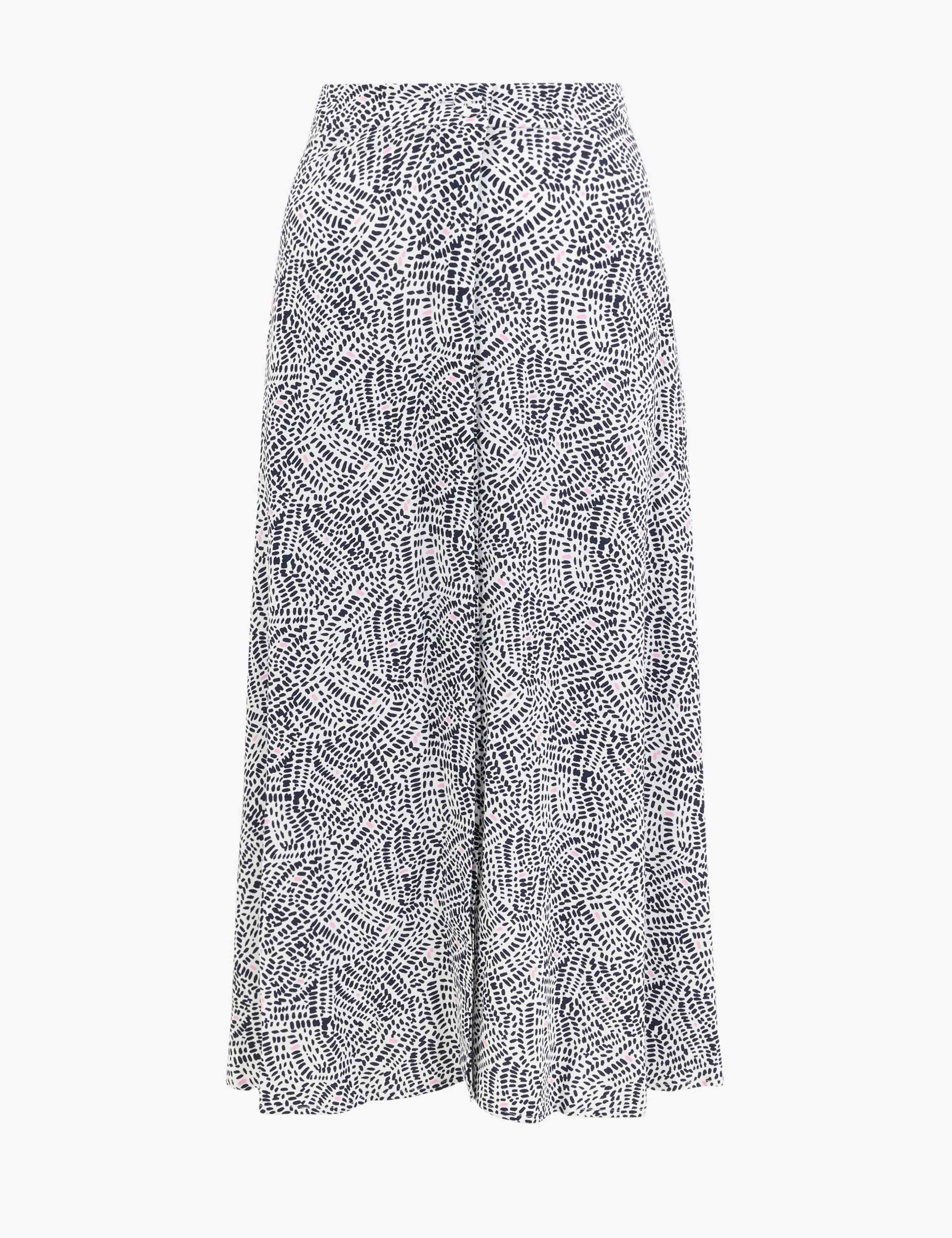 Printed Button Front Midi A-Line Skirt 2 of 4