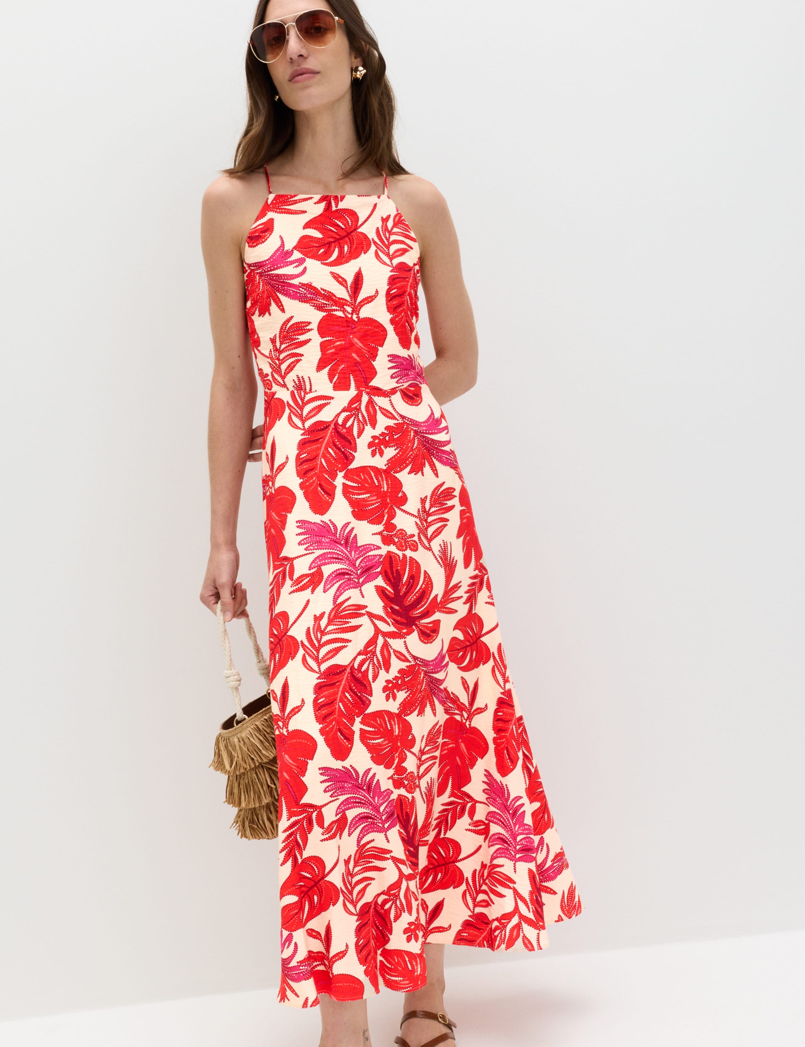 Leaf Print Strappy Midaxi Cami Dress 1 of 7