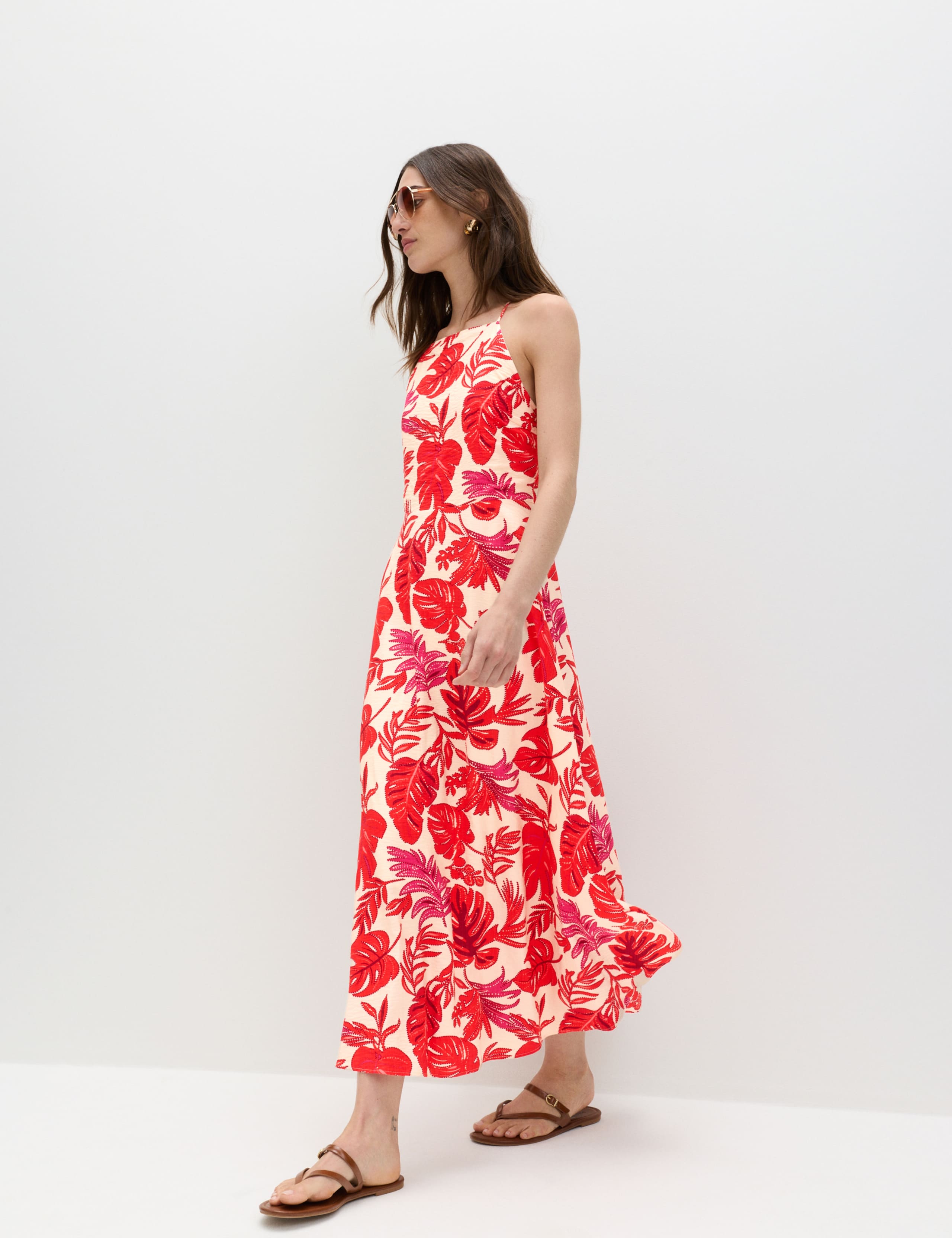 Leaf Print Strappy Midaxi Cami Dress 5 of 7