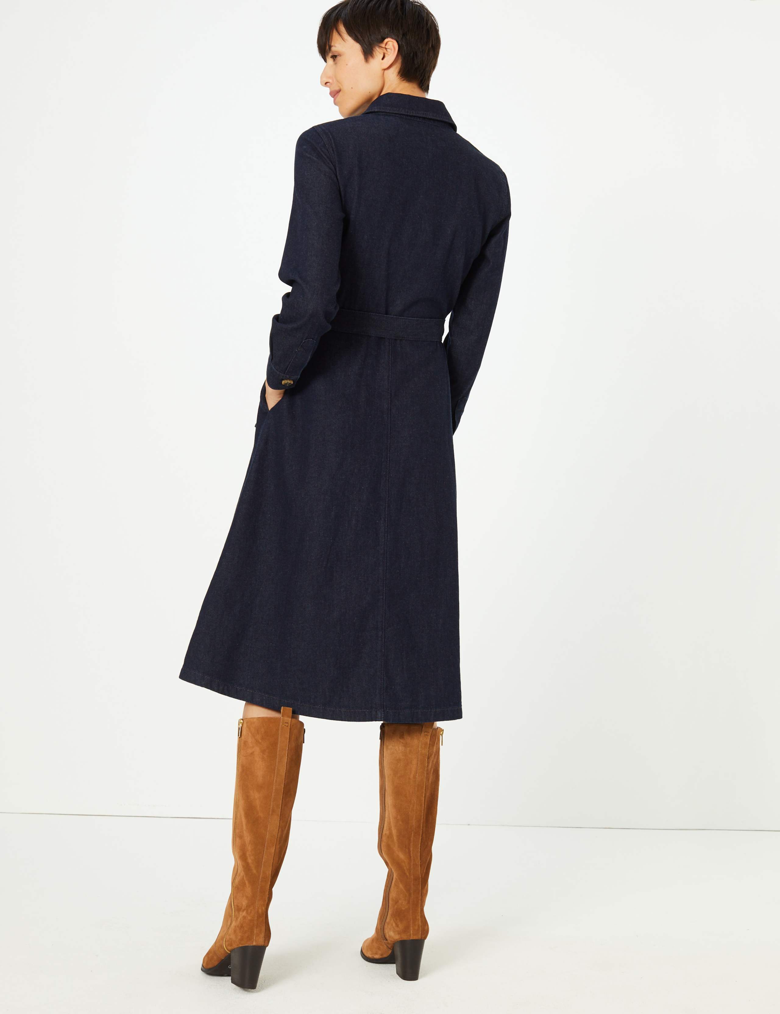 Denim Button Detailed Waisted Dress 4 of 4