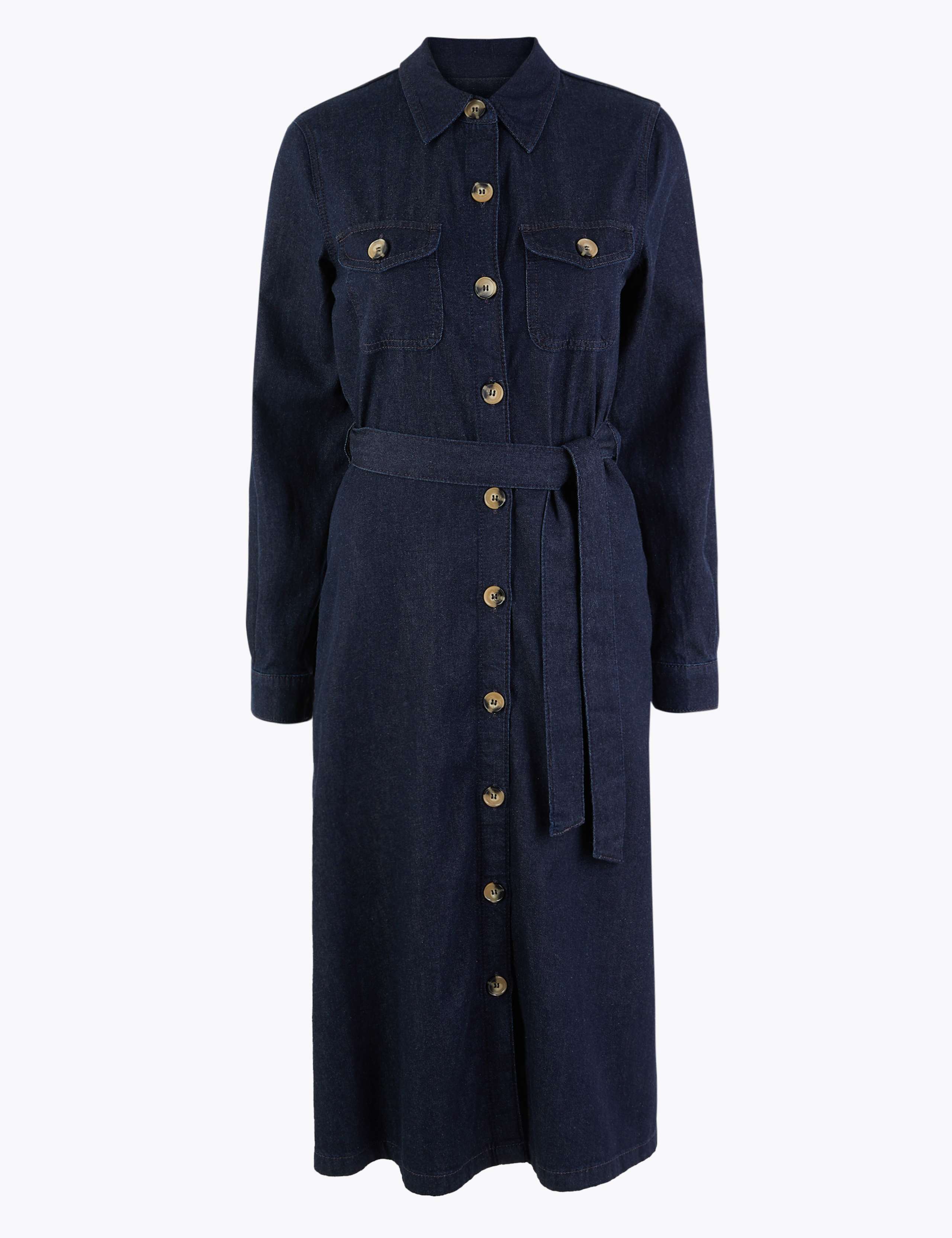 Denim Button Detailed Waisted Dress 2 of 4