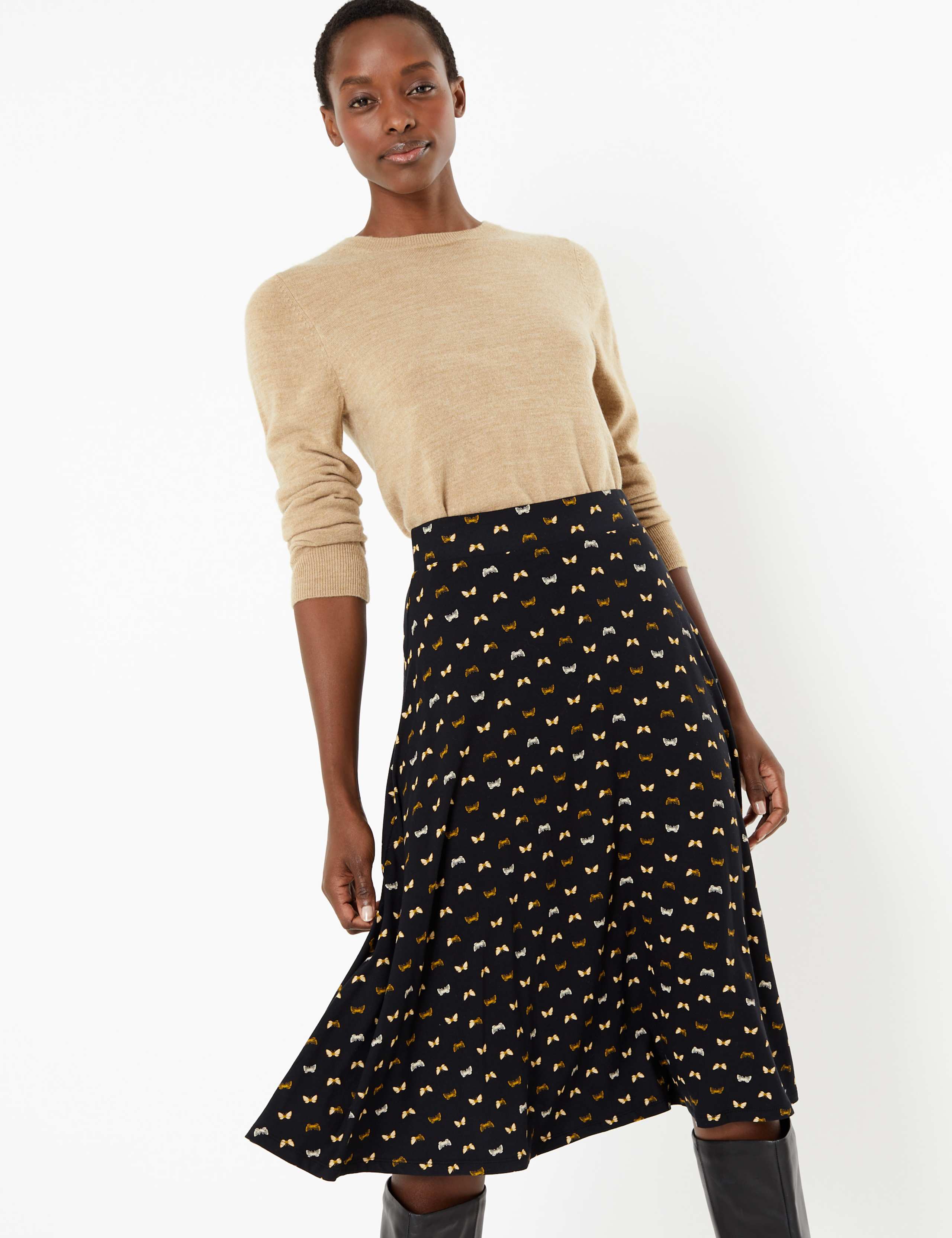 Jersey Butterfly Print Circle Midi Skirt 1 of 3