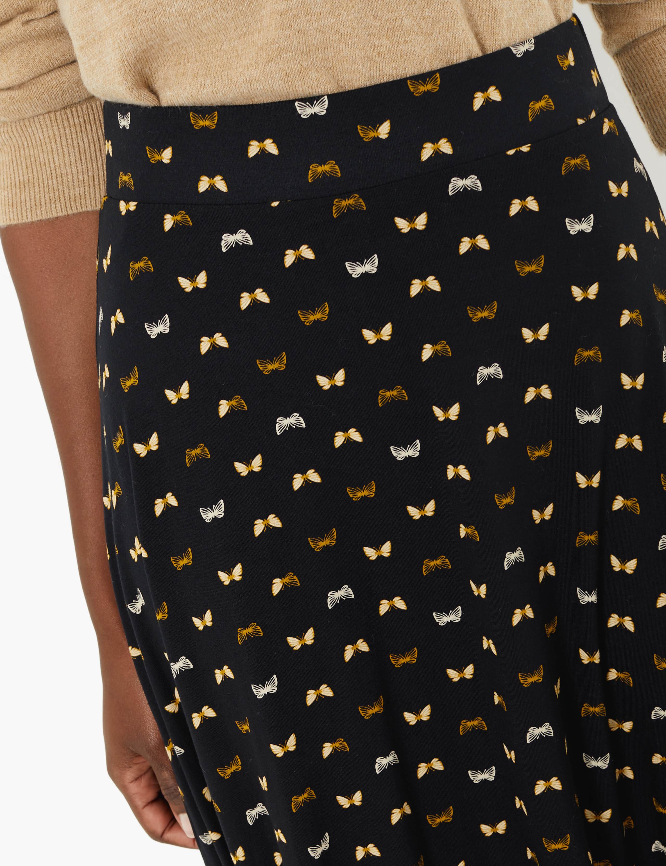 Jersey Butterfly Print Circle Midi Skirt 3 of 3