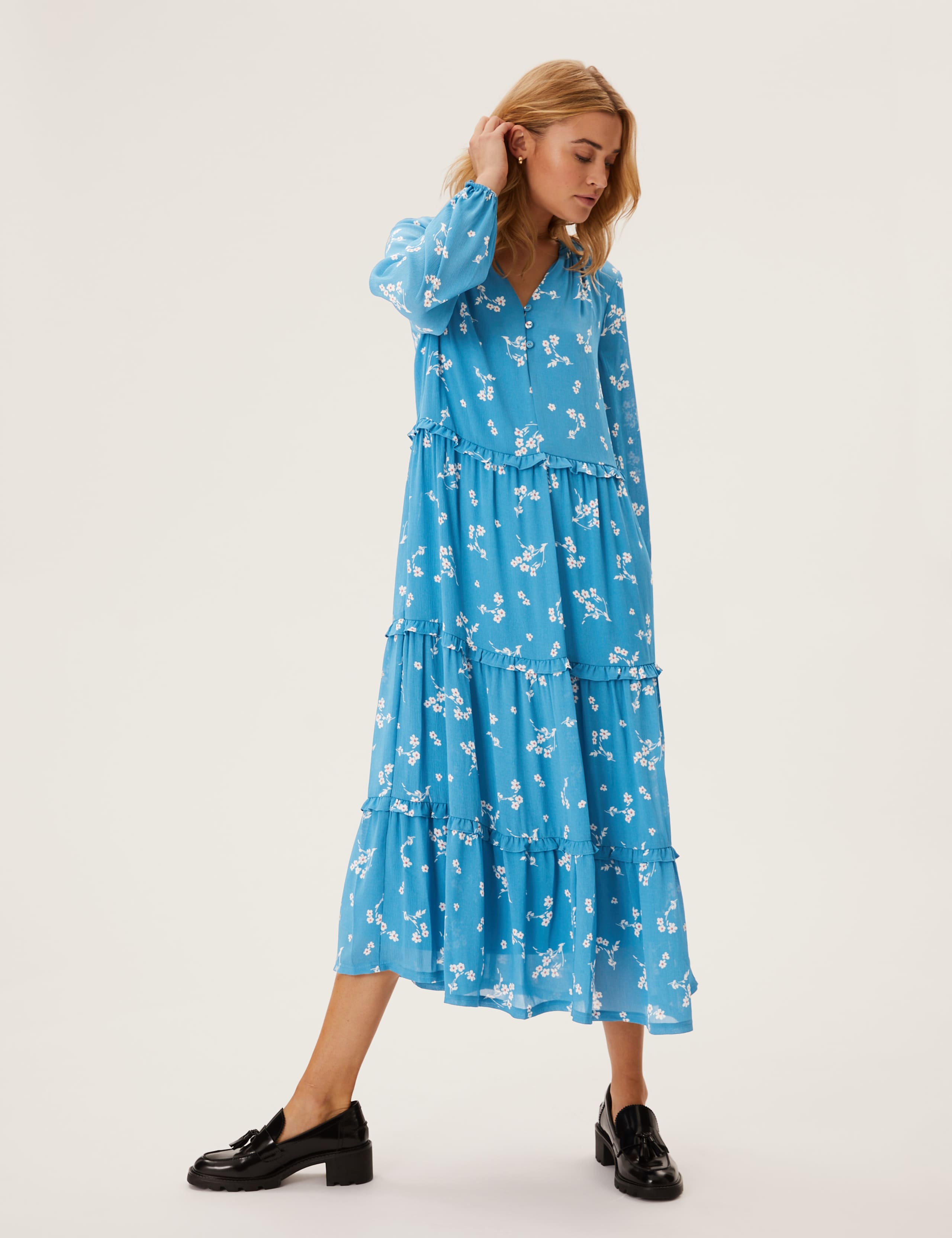 Floral V-Neck Midaxi Tiered Dress 3 of 5